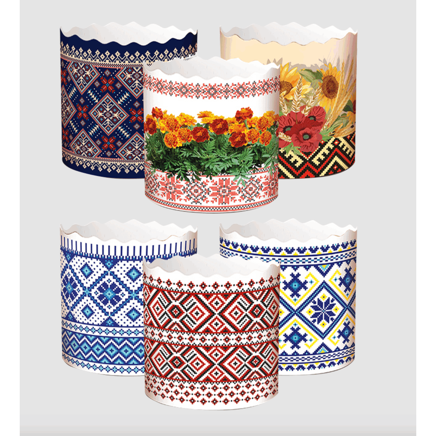 Easter Baking Molds "vyshyvanka" Made Of Baking Paper - 5pcs Set, D-9 Cm Ideal For Easter Cakes & Kulich
