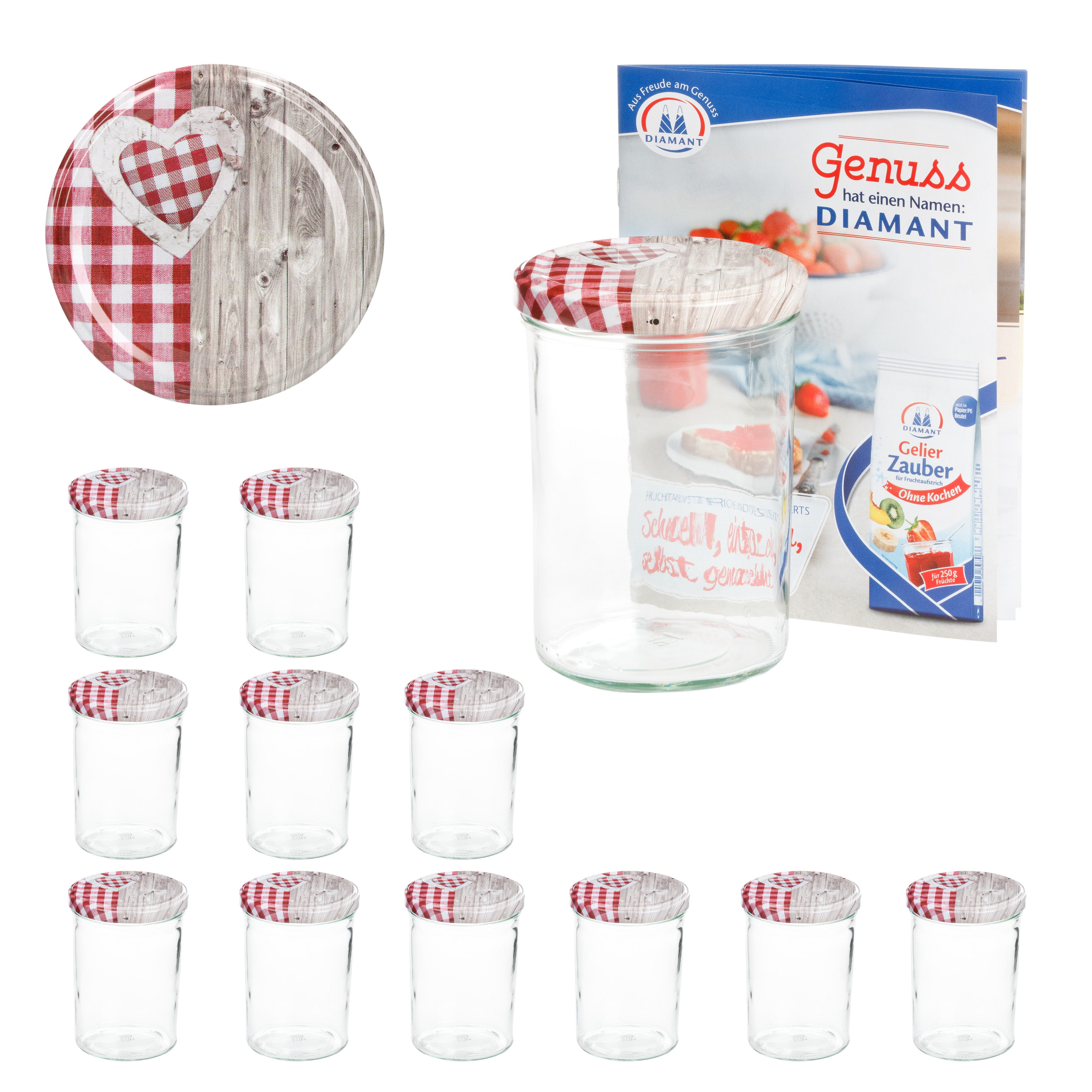 Image of 12pcs Set Of Tumblers 435 Ml To 82 Lid Wooden Heart Red . Recipe Book