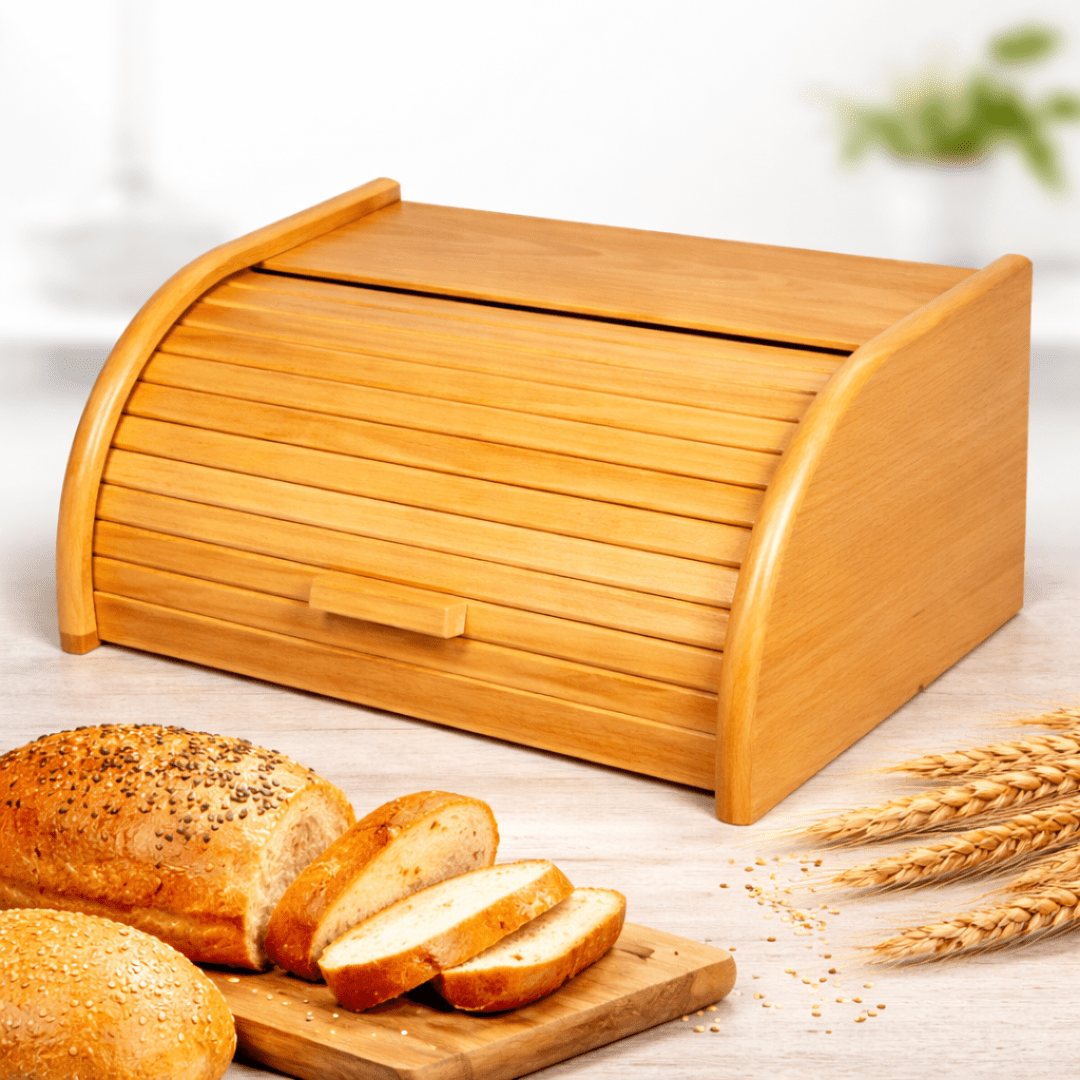 Wooden Bread Bin, Large Container For Bread, Pastry, Buns, White, With A Lid, Natural, Solid, For The Kitchen.