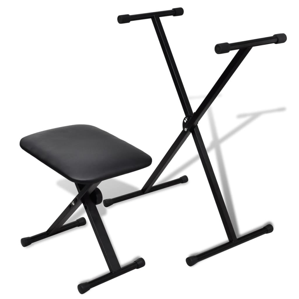 Vidaxl Foldable Double-bar Keyboard Stool Stand Tripod