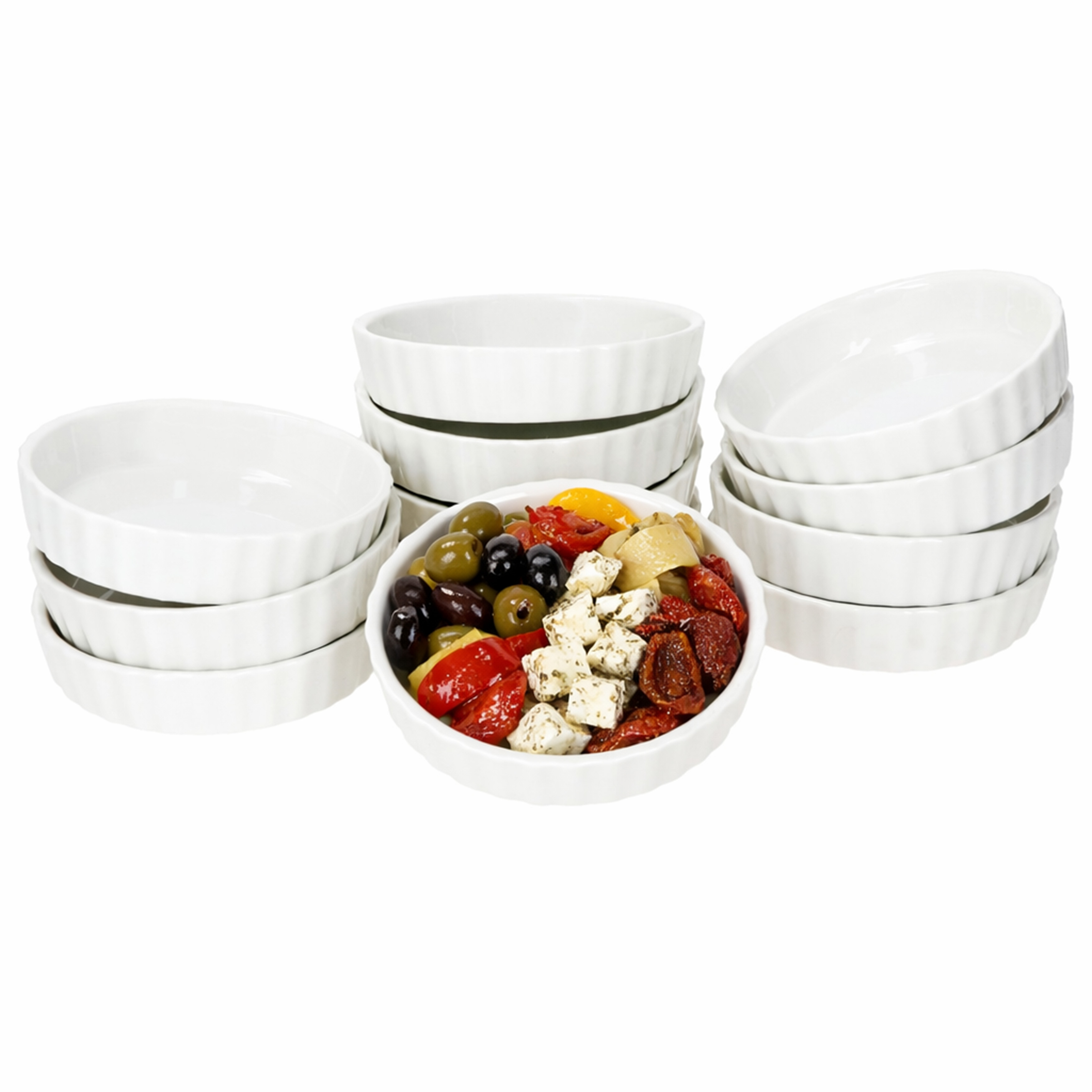 12pcs Set Of Leni Auflauf Mini Baking Cups, White Porcelain