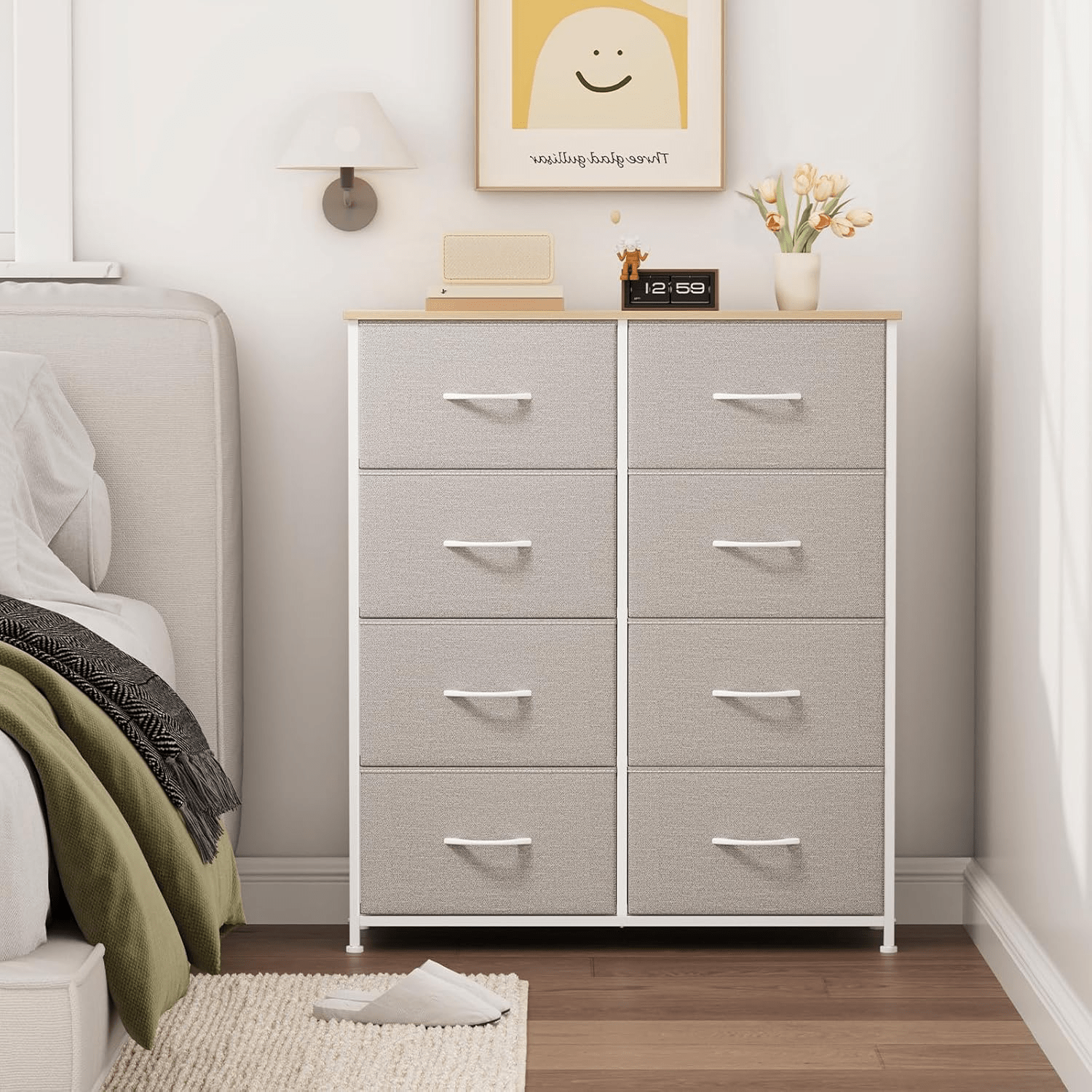 Image of Chest Of Drawers Fabric Chest Of Drawers For Bedroom Living Room Hallway Drawer Cabinet Storage Cabinet Fabric Chest Of Drawers 8 Fabric Drawers Black