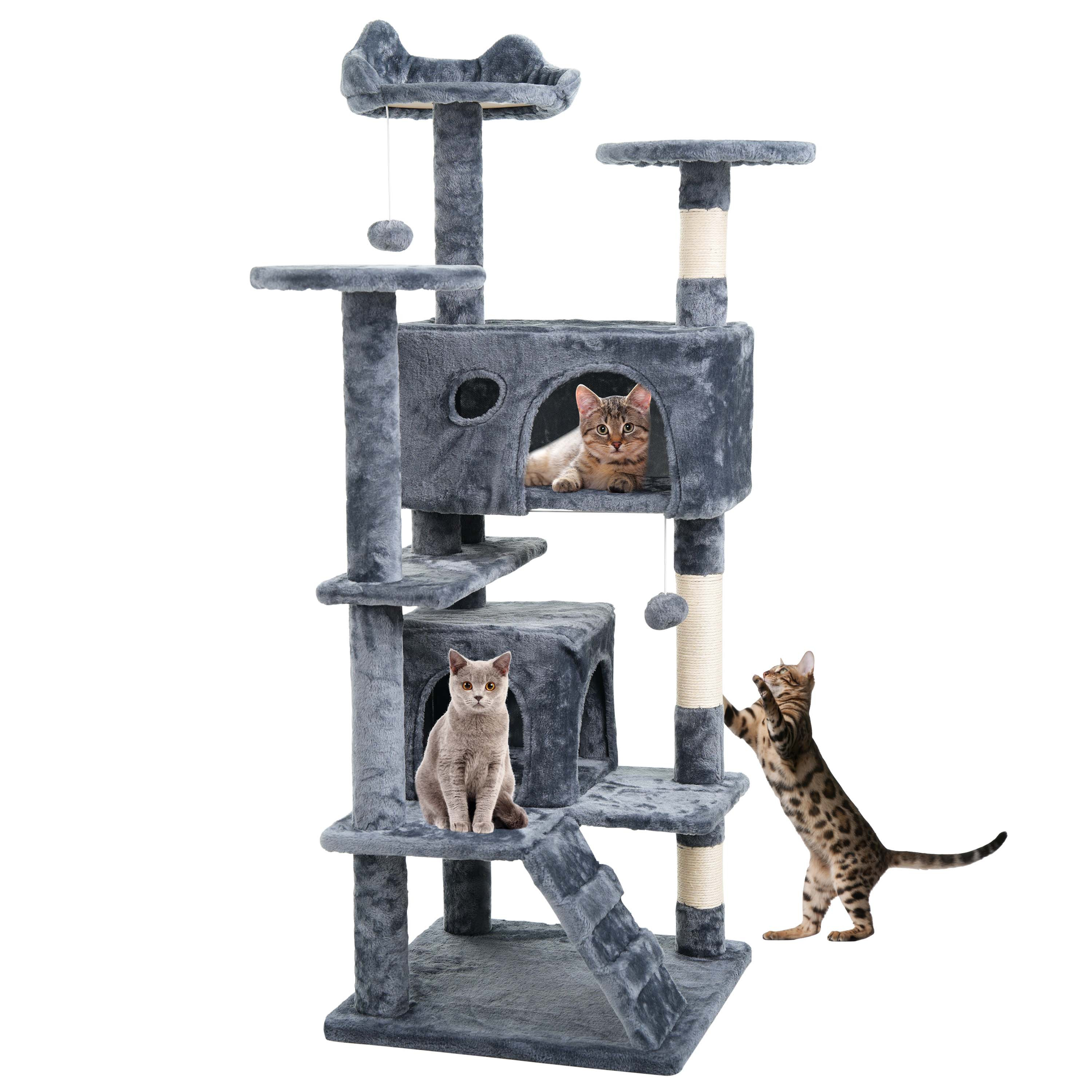TEMU 138 Cm Cat Tree Tower – Multi-level Cats Activity Centre With Scratching Posts, Condos, Ladder & Platforms – Indoor Cat Climbing House For Play,