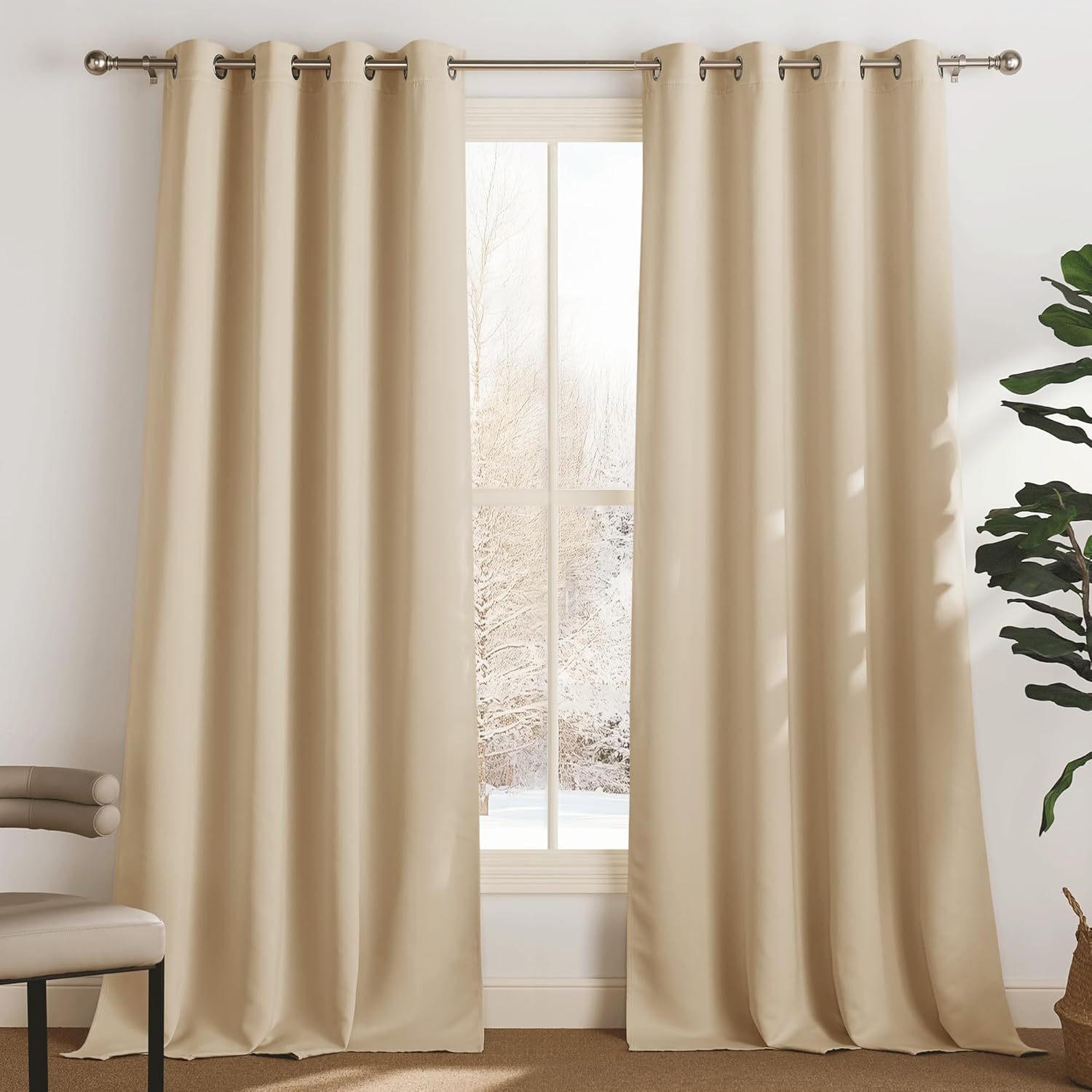 2-pack Blackout Curtains With Grommets For Bedroom, Thermal Curtains For Cold Protection, H 250 X W 140 Cm, Grey, Living Room Curtains, Short Window Blackout Curtains