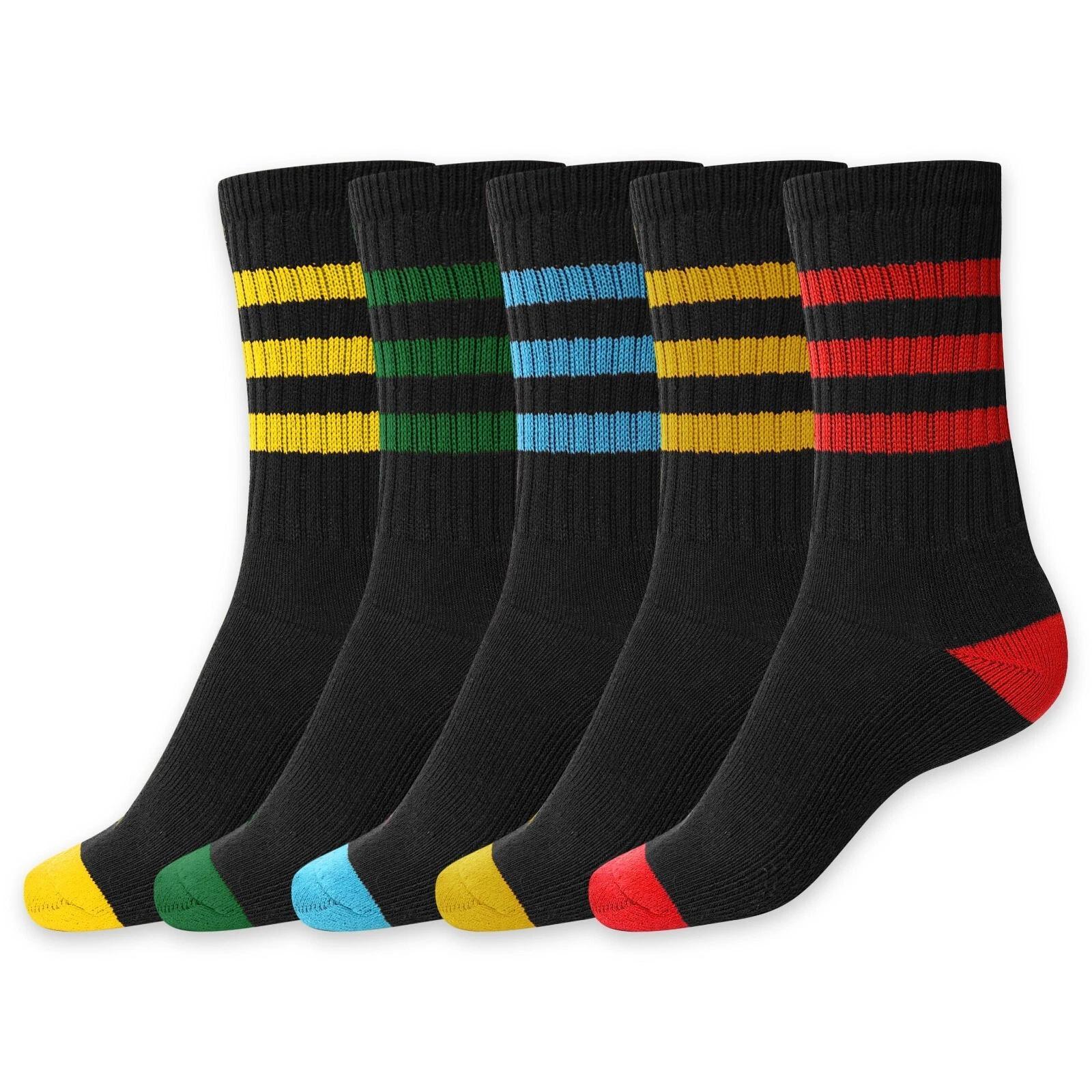 TEMU 5 Pairs Men's Work Socks Wide Comfortable Crew Sock Outdoor Heavy Duty Performance Cushioned Mesh Reinforced Toe & Heel Uk Size 6-11