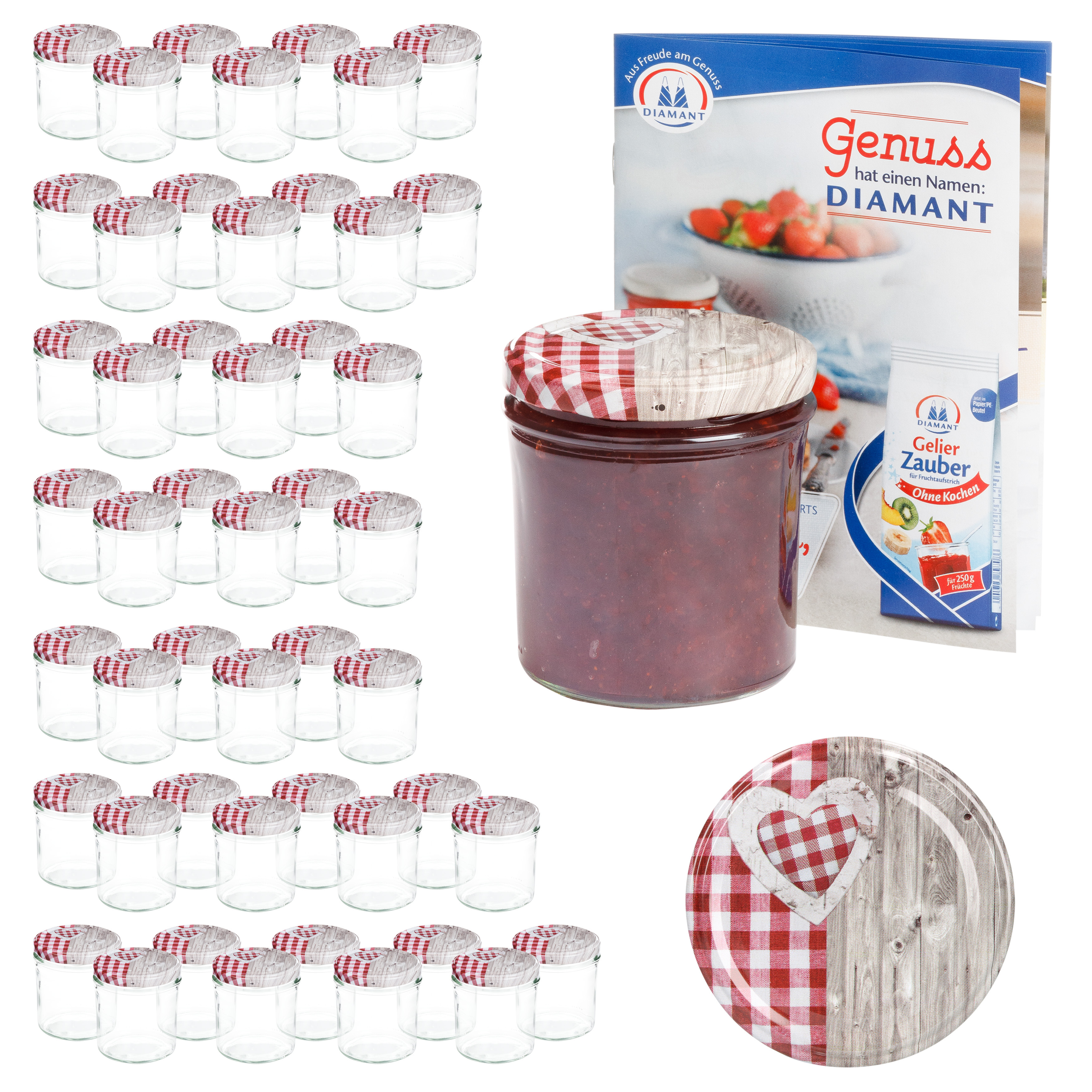 Image of 50s Style Tumbler 350 Ml To 82 Lid Wooden Heart Red . Recipe Book
