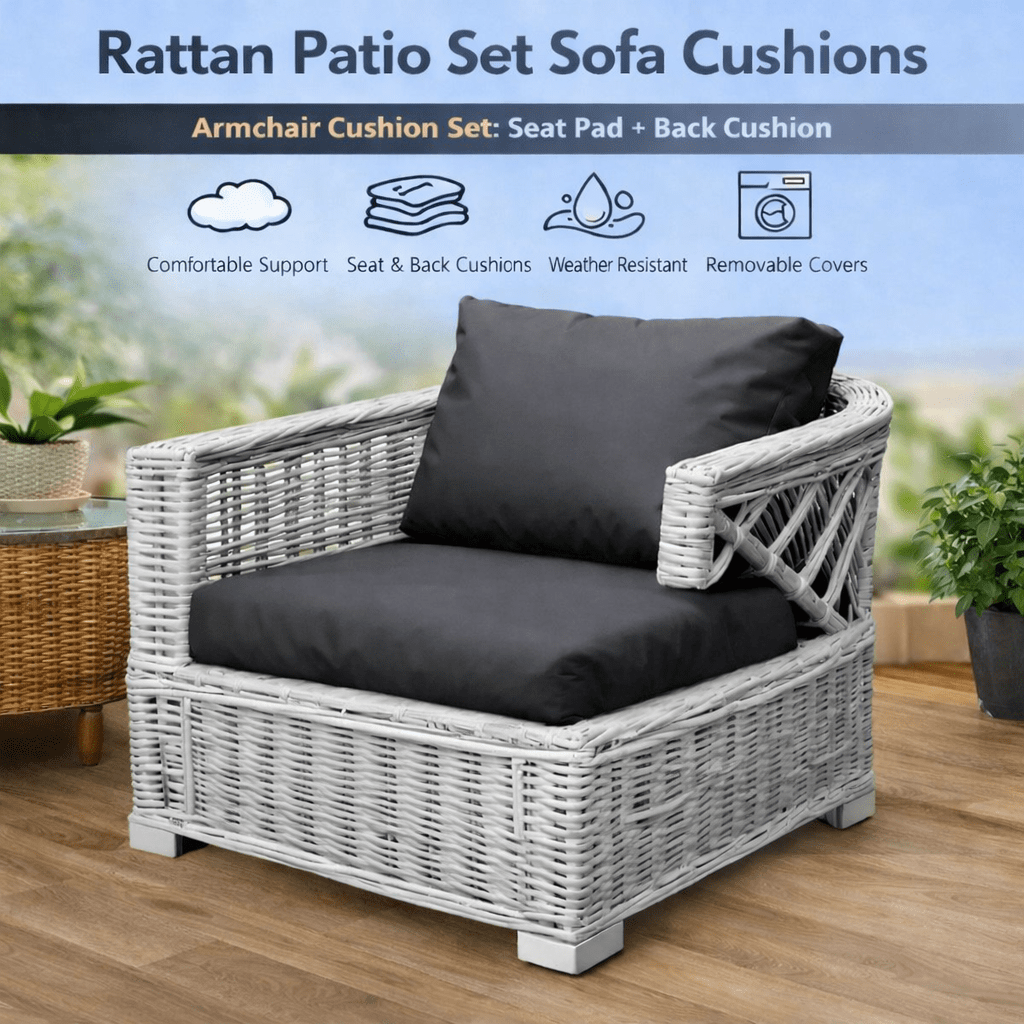 TEMU Patio Sofa Replacement Cushions – Water-resistant Outdoor Rattan Chair Seat & Back Cushion Pads, Soft And Comfortable For Garden Use