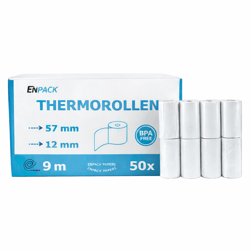 Enpack Ec Cash Rolls – Thermal Rolls 57x9m X12mm – Bpa-free Ec Rolls For Card Readers – Thermal Paper 57mm – 50 Pieces For Ec Devices, Registers, Pos Systems