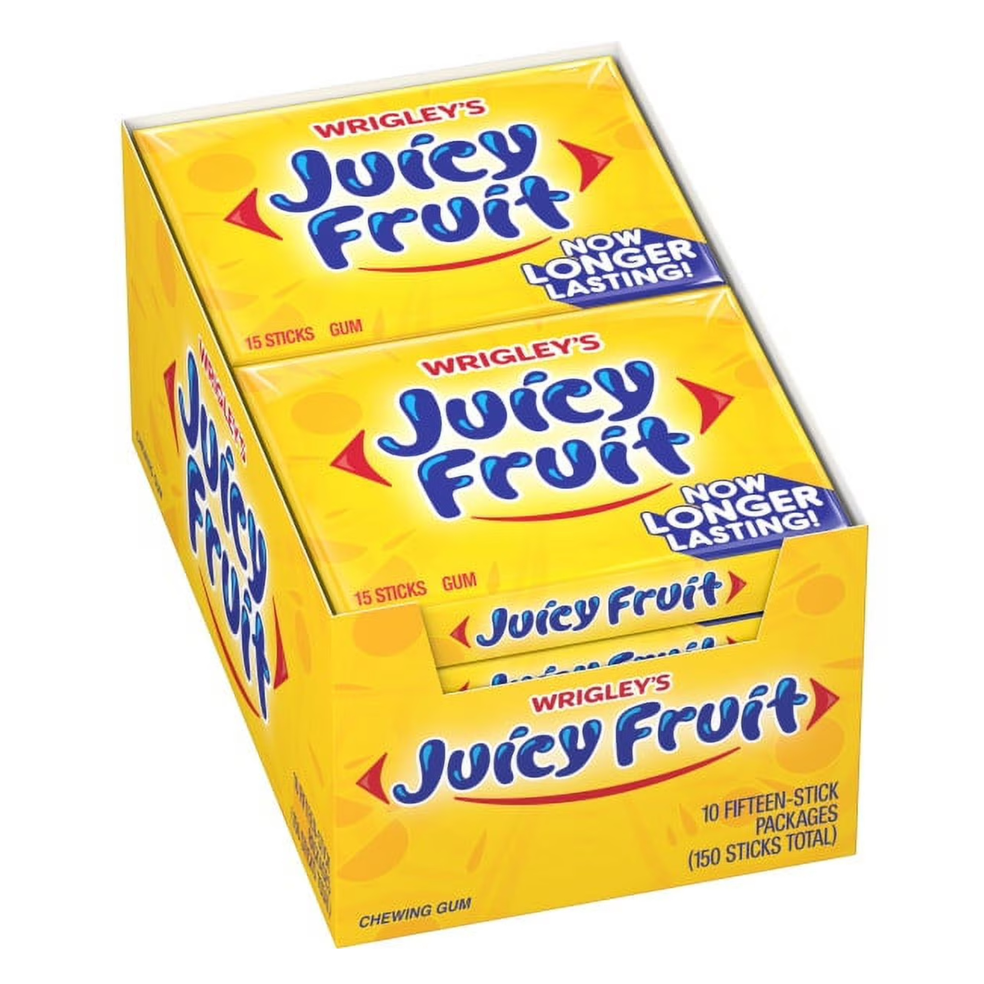 Wrigley's Juicy Fruit Chewing Gum Strips, 10 Packs (150pcs)