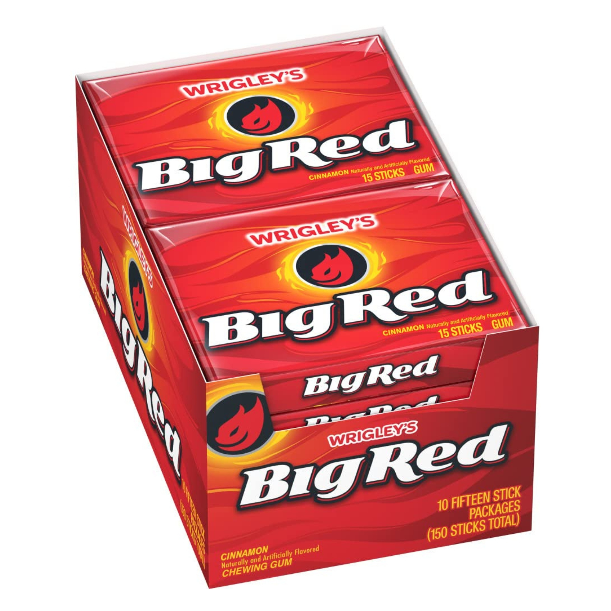 Wrigley's Big Red Cinnamon Gum Strips, 10 Packs (150 Pieces)
