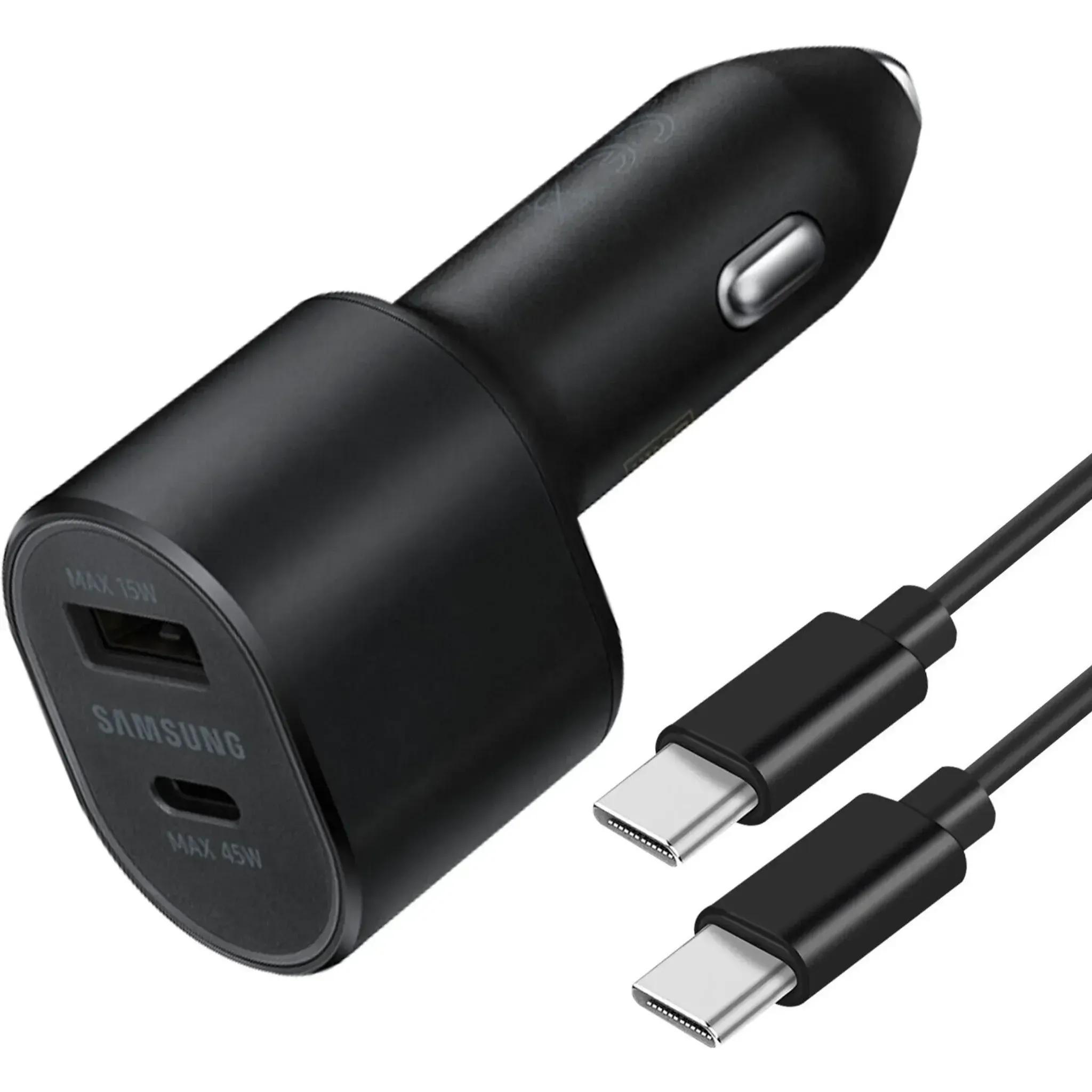 Car Charger Ep-l5300xbegww | For Usb-c & Usb-a | 45w Super Fast Charging 2.0 & 15w | Lighter Adapter With 1m Usb-c To Usb-c Cable | Fast & Safe Charging In Car For Galaxy & Other Devices | For | Black