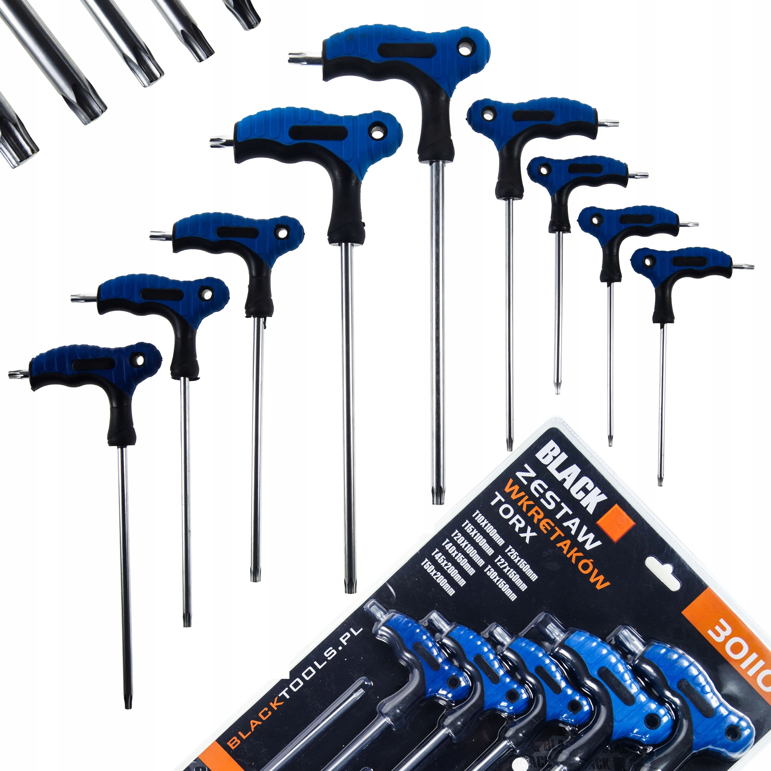 TEMU Torx Key Set With T-handle, 9 Pieces (t10, T50), Black, Hand Tools For Workshop, Professional, Solid, Durable, Metal, Double-ended Hex Keys,