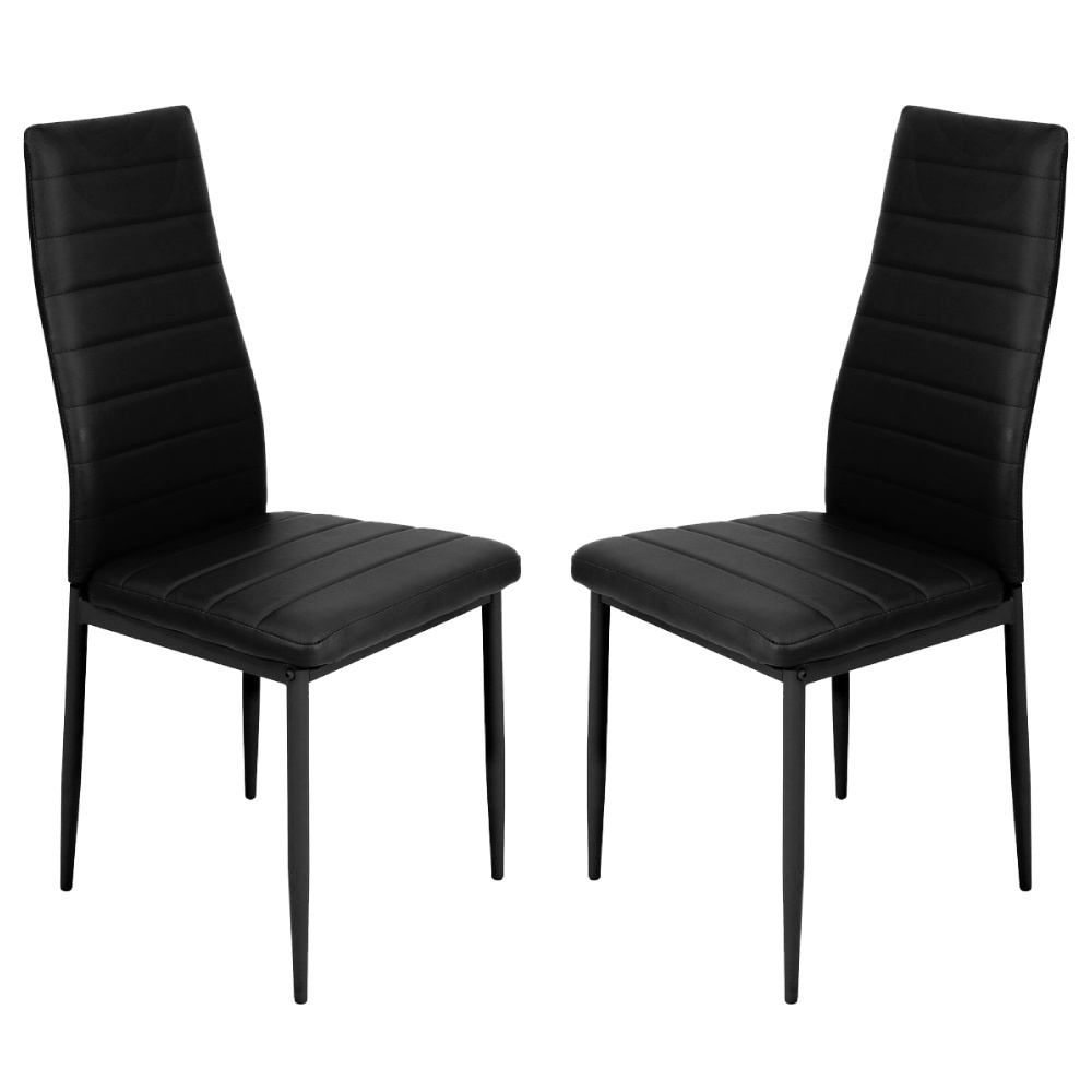 TEMU 2 x Silla Negra, Tapizado en Piel Sintética, Acolchada, para Comedor, Cocina, Oficina, Hotel, Patas de Metal
