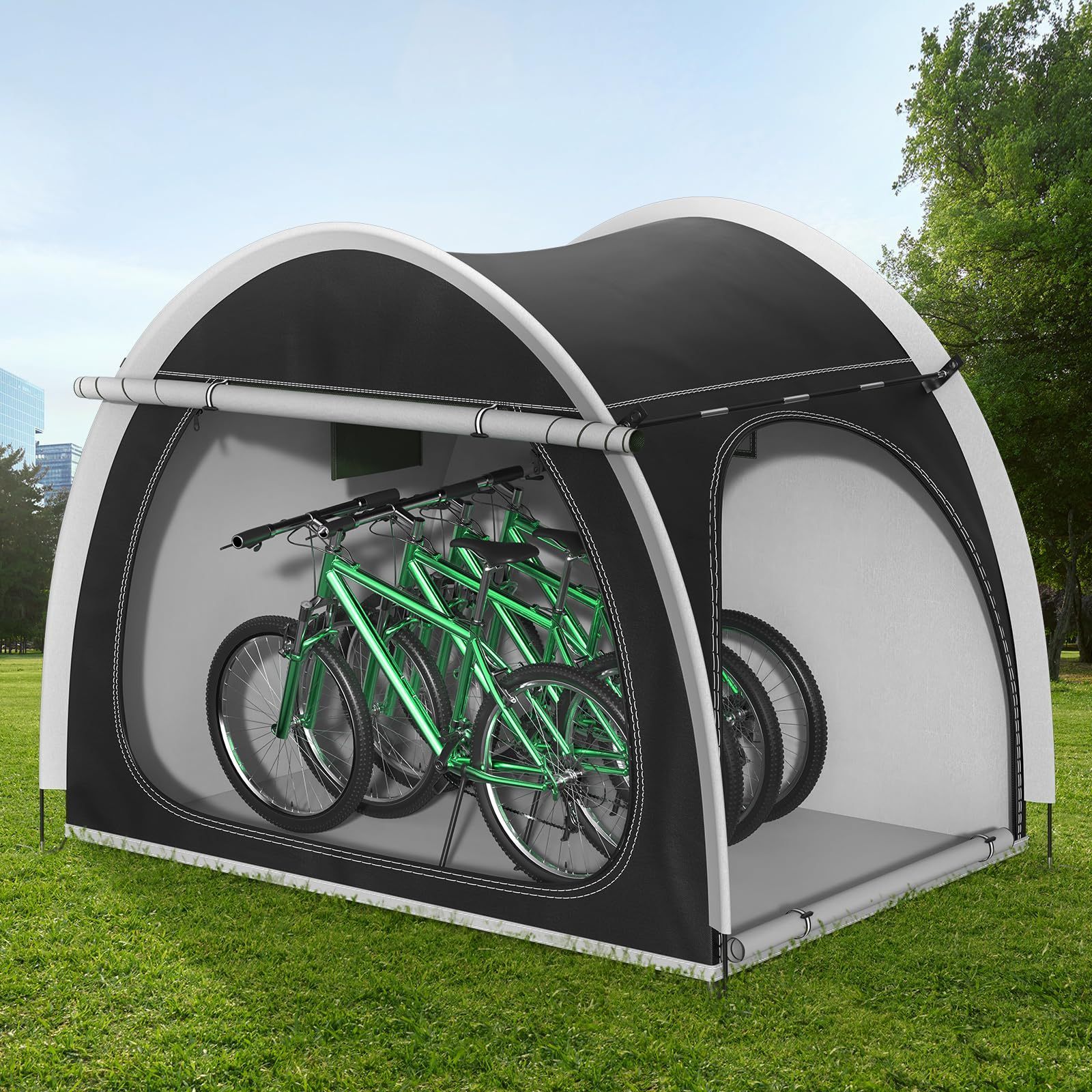 E-shop Fahrradabdeckung Lagerzelt für den Außenbereich, extra große Größe, passend für 3 - 4 Fahrräder, tragbares faltbares Garagen-/Gartenlagerzelt,
