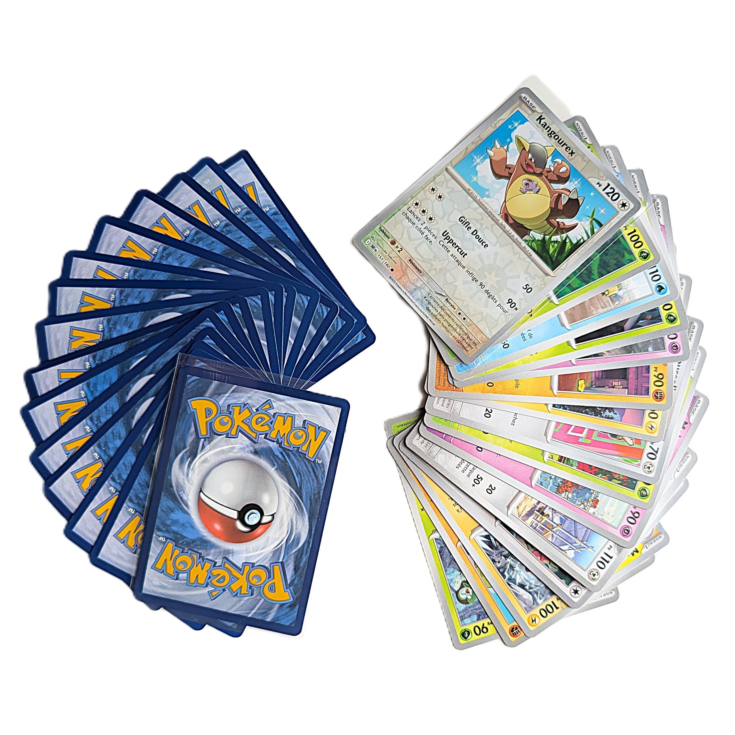 TEMU Lot de 30 cartes - 4 cartes brillantes garanties - doublons - ni dresseurs - Lot prêt à offrir