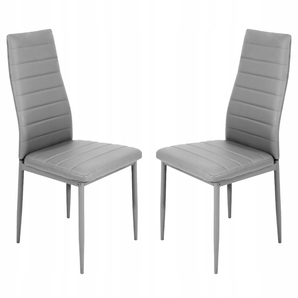 TEMU 2 X Grey Chair, Artificial Leather Upholstered, Quilted, For Dining Room, Kitchen, Office, Hotel, Metal Legs