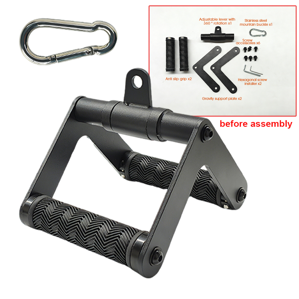 TEMU Gym Weightlifting Bar With 360-degree Rotating Wheels, Made Of Durable Steel (black), Featuring Non-slip Rubber Grips And Carabiners, Dual