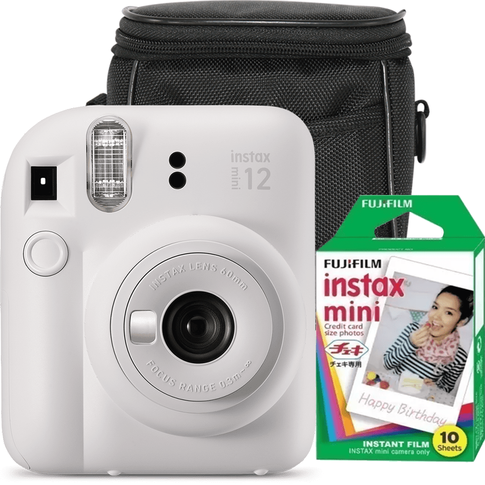 TEMU Fujifilm Instax Mini 12 Set de Cámara Instantánea + 10 Rollos de Film + Estuche Protector