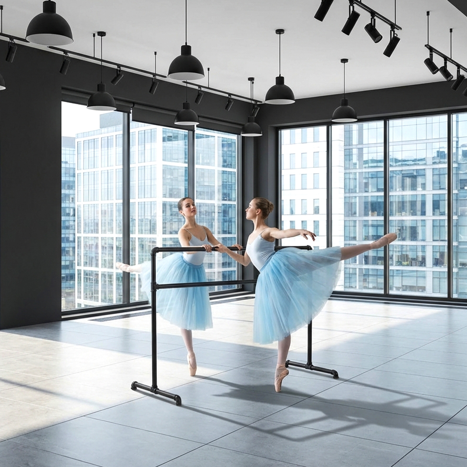 Image of 80 X 105/115 X 105 Cm Portable Ballet Barre, High, Free-standing Double Ballet Barre Made Of Metal, Dance Bar, Support Bar For Body Stretching Training, Ballet Equipment, Black