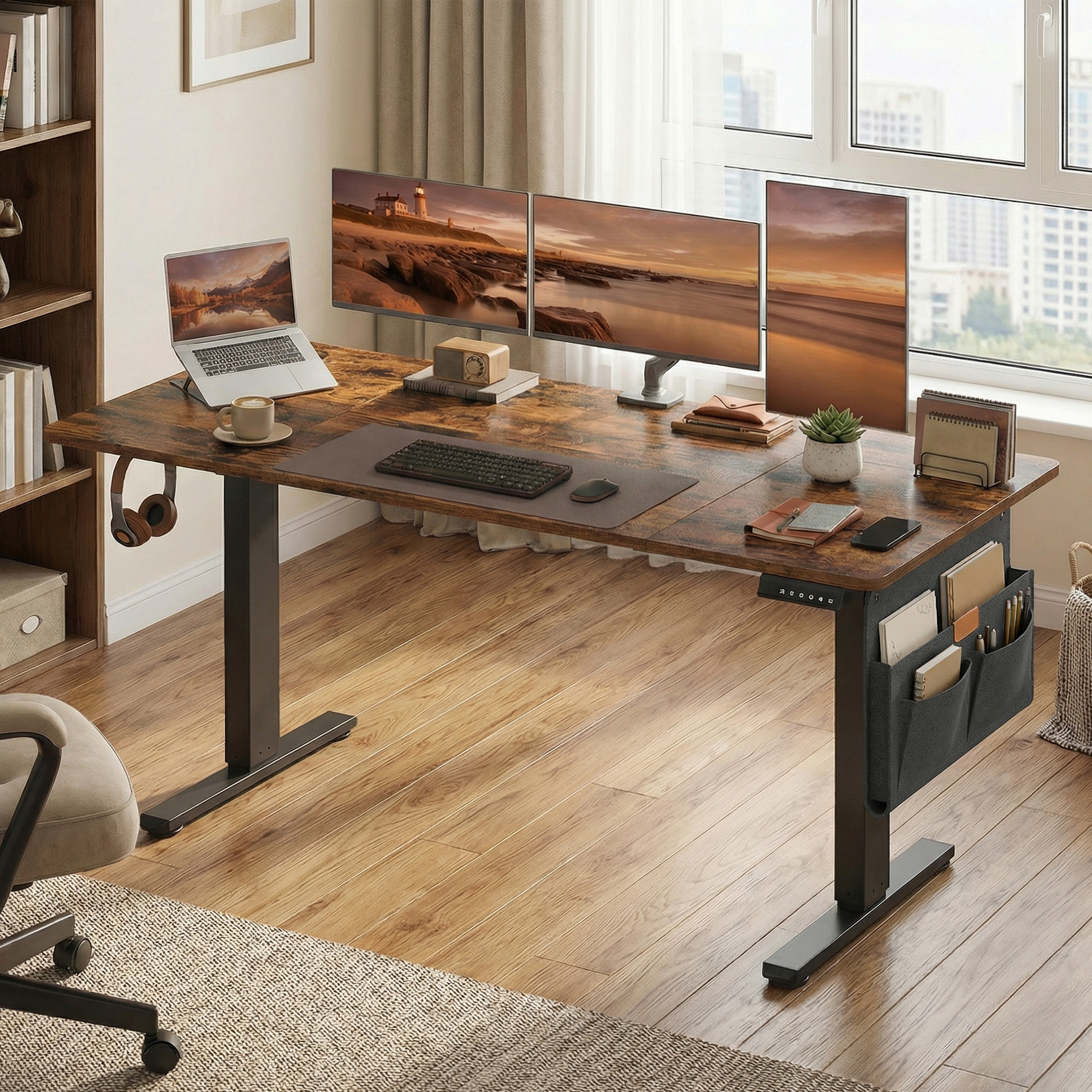 Height-adjustable Electric Desk, 160 X 70 Cm, Adjustable Table, Memory Function For 4 , For Office, Black/.