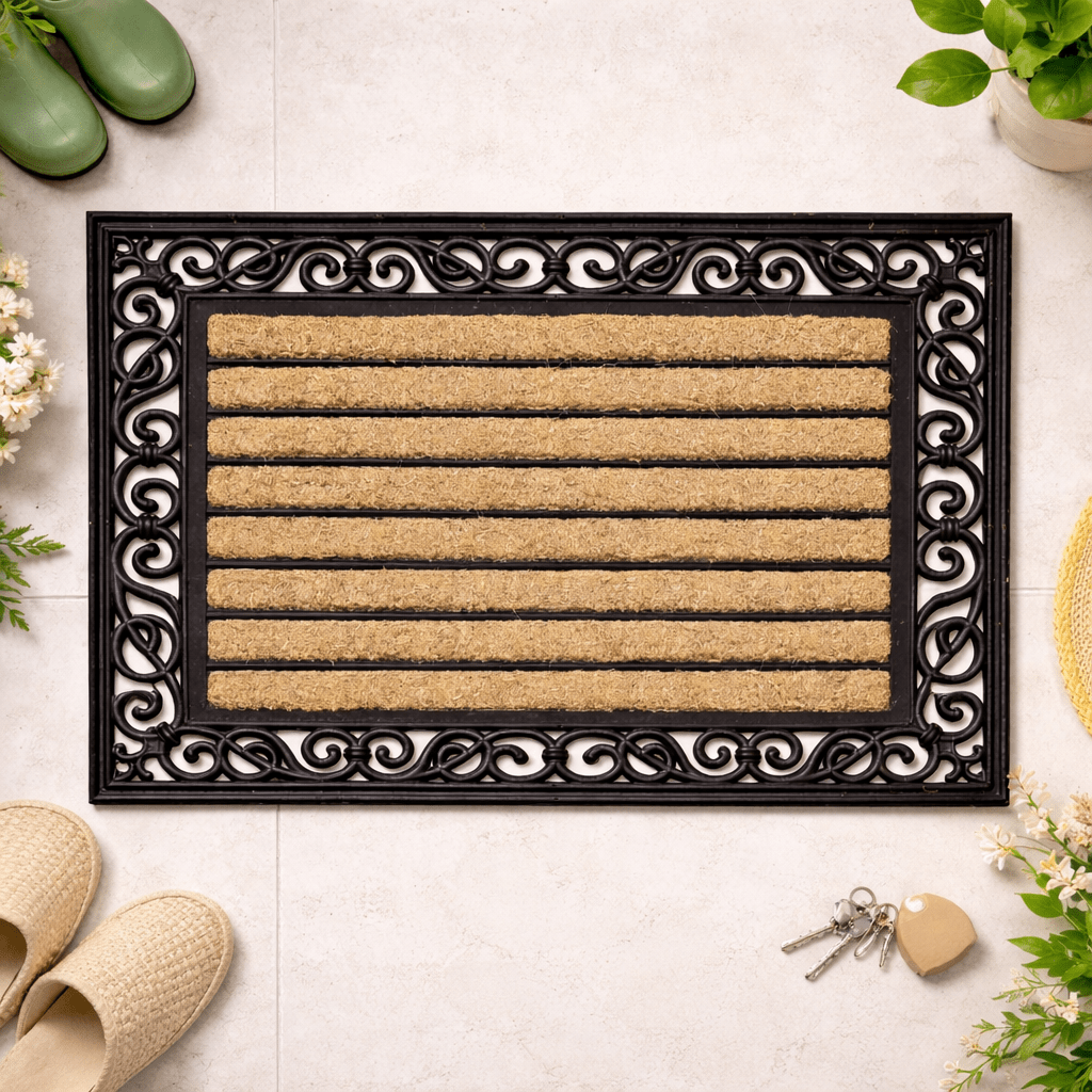 TEMU Tuff Scrape Coir Doormat Outdoor With Rubber Backing Non Slip Super Absorbent Long Lasting Mat Removes Mud Grass And Dirt Kr 45 X 75 Cm