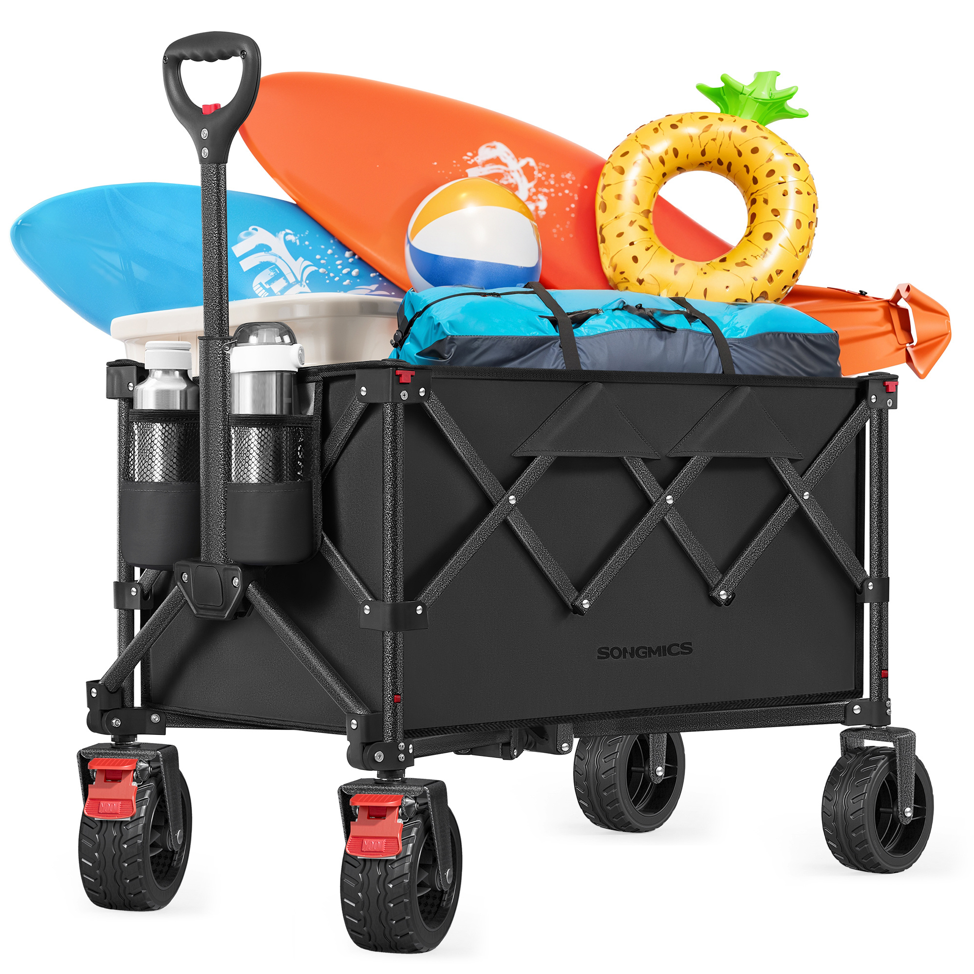 TEMU Chariot à main de 150 litres avec freins, pliable, noir