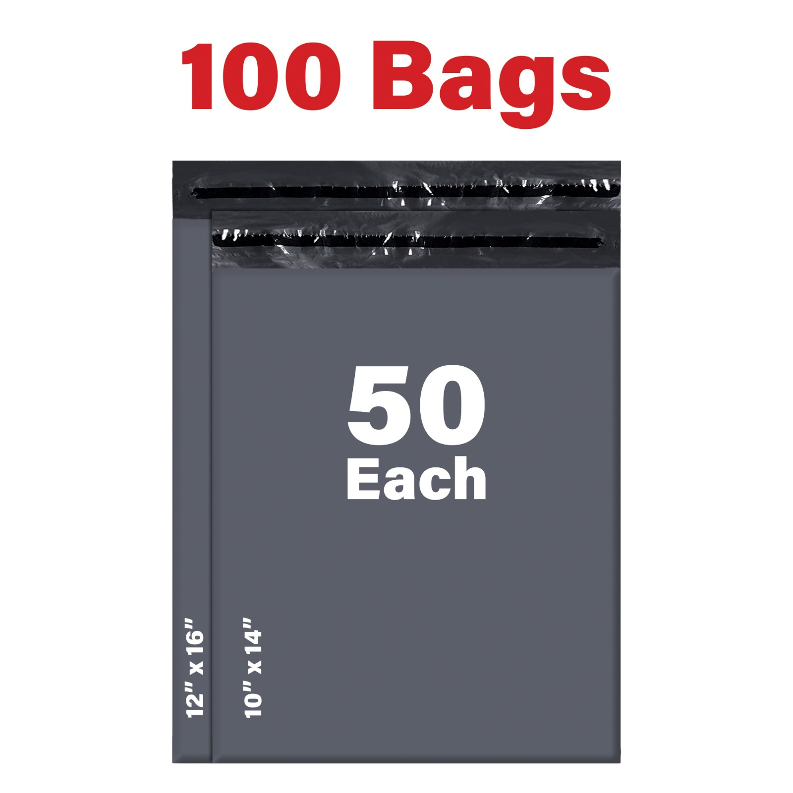 TEMU 100 Mixed Grey Poly Mailing Bags – 100pcs Mixed Grey Postage Bags 10 X 14 & 12 X 16-2 Sizes 50 From Each Mixed Poly Postal Self Seal Bags