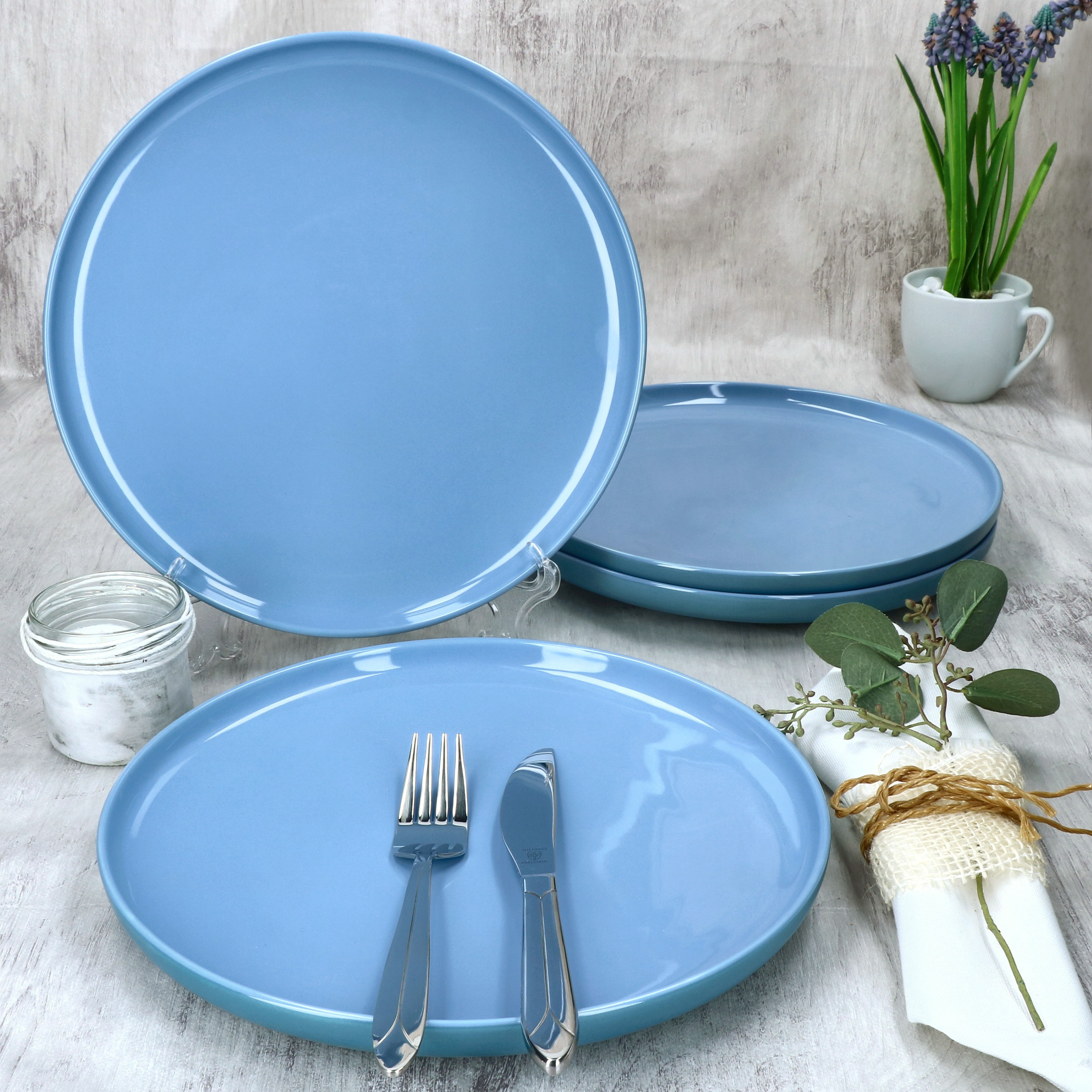 Ritzenhoff 4-piece Jasper Dinner Plates Ø25.2cm Ocean Blue Stoneware For