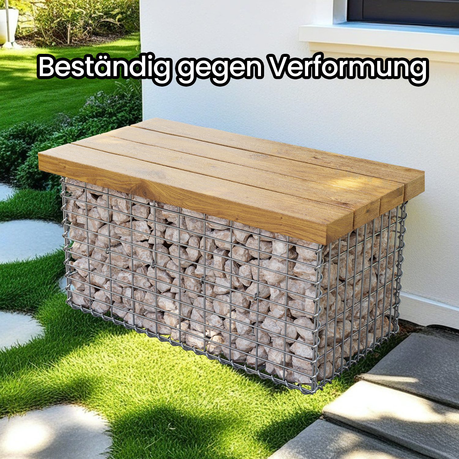 Gabion Basket, Metal Stone Basket With 5 X 10 Cm Mesh Width For Wall Stones, Galvanized, Stone Gabion Wall, 100 X 50 X 50 Cm, Silvery.