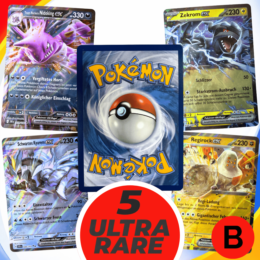 E-shop Pokémon-Karte: Ultra Seltene Glänzende Zufallskarten im Bundle - Echte Pokémon-Karte in Deutscher Sprache - Pokémon-Pack