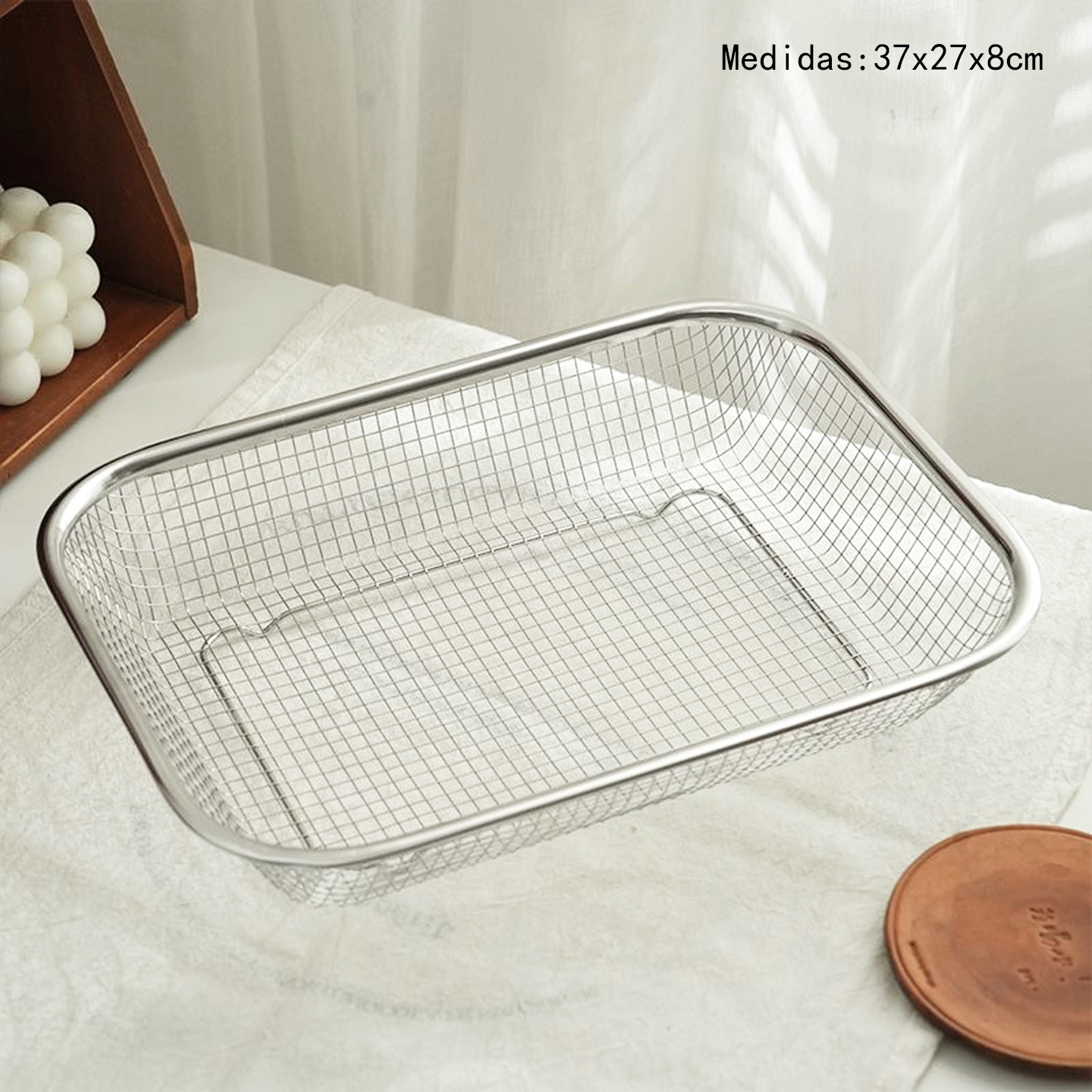 TEMU Cesta de Alambre de Acero Inoxidable / Colador de Cocina Multifunción / Cesta para Escurrir Verduras / Cesta para Freír / Cesta Apilable de