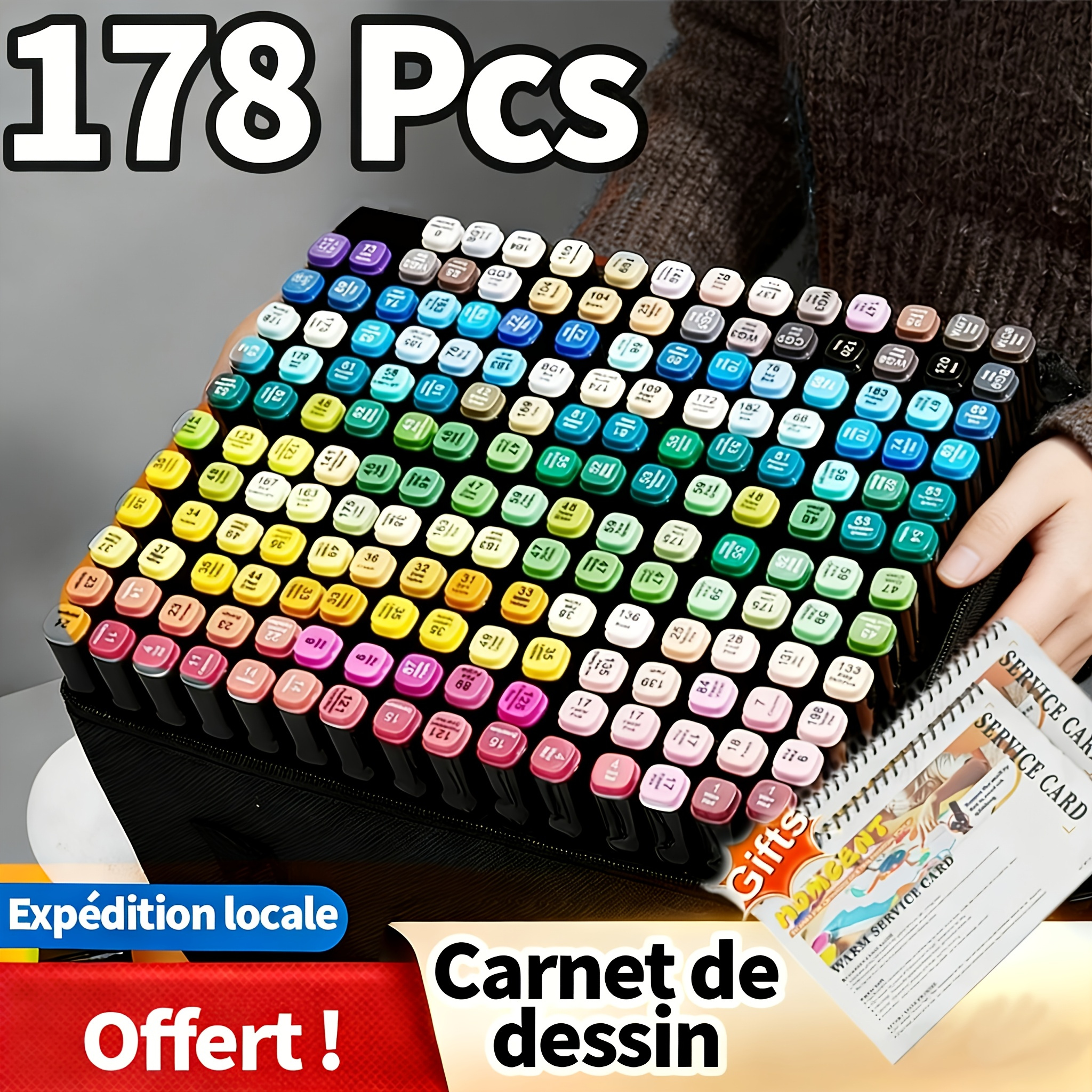 E-shop 178 Ölige Alkoholmarker Set | Doppelspitze Marker für Malerei, Zeichnen & Illustrationen | Inklusive A5 Skizzenbuch, Stifthalter & Tragetasche |