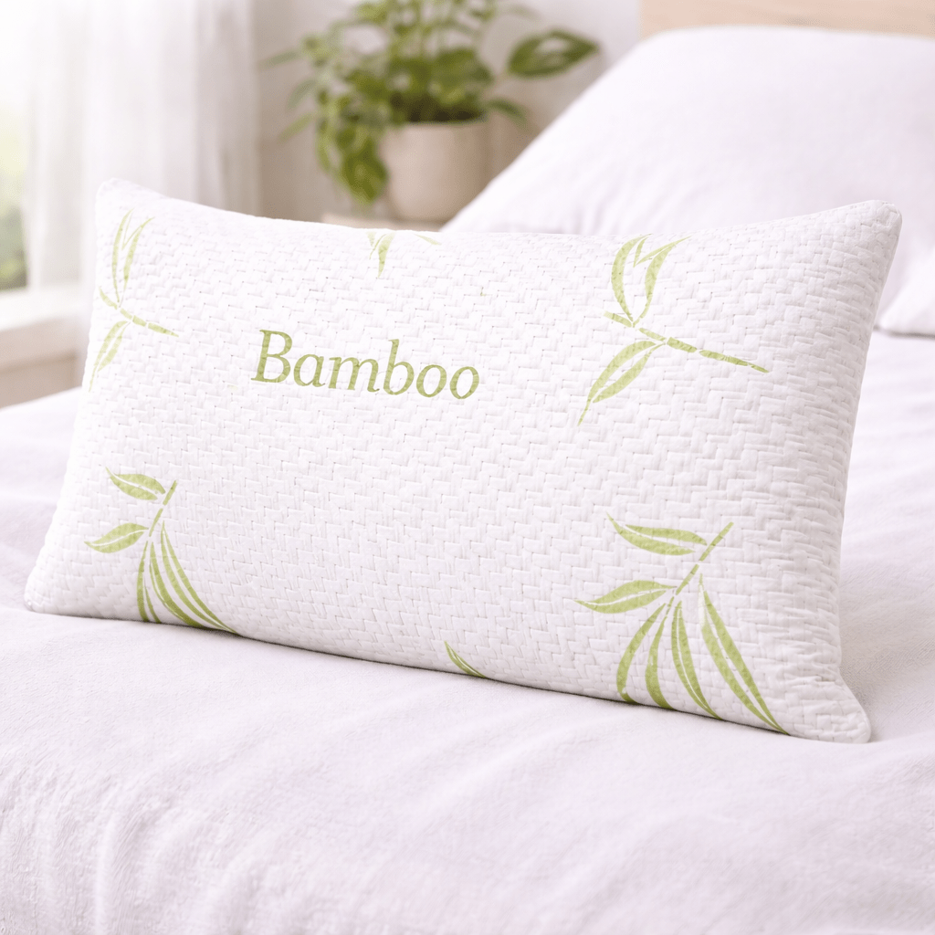 Bamboo Memory Foam Pillow Neck & Shoulder Support Sleeping Comfortable Bed Pillows with Removable Covers Hypoallergenic Pillow for Side & Back Sleepers