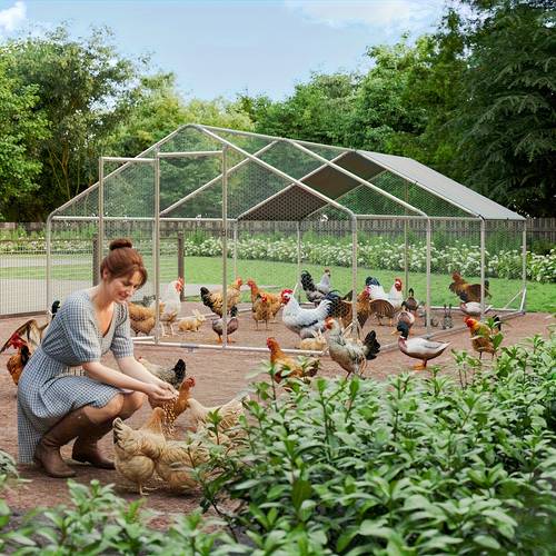 nordivale 3x6m 3x4m 3x2m ft large metal chicken coop with winter wrap cover walk in for hens ducks rabbits all weather poultry pen with lock for outdoor andbackyard farm duck rabbit cage poultry pen