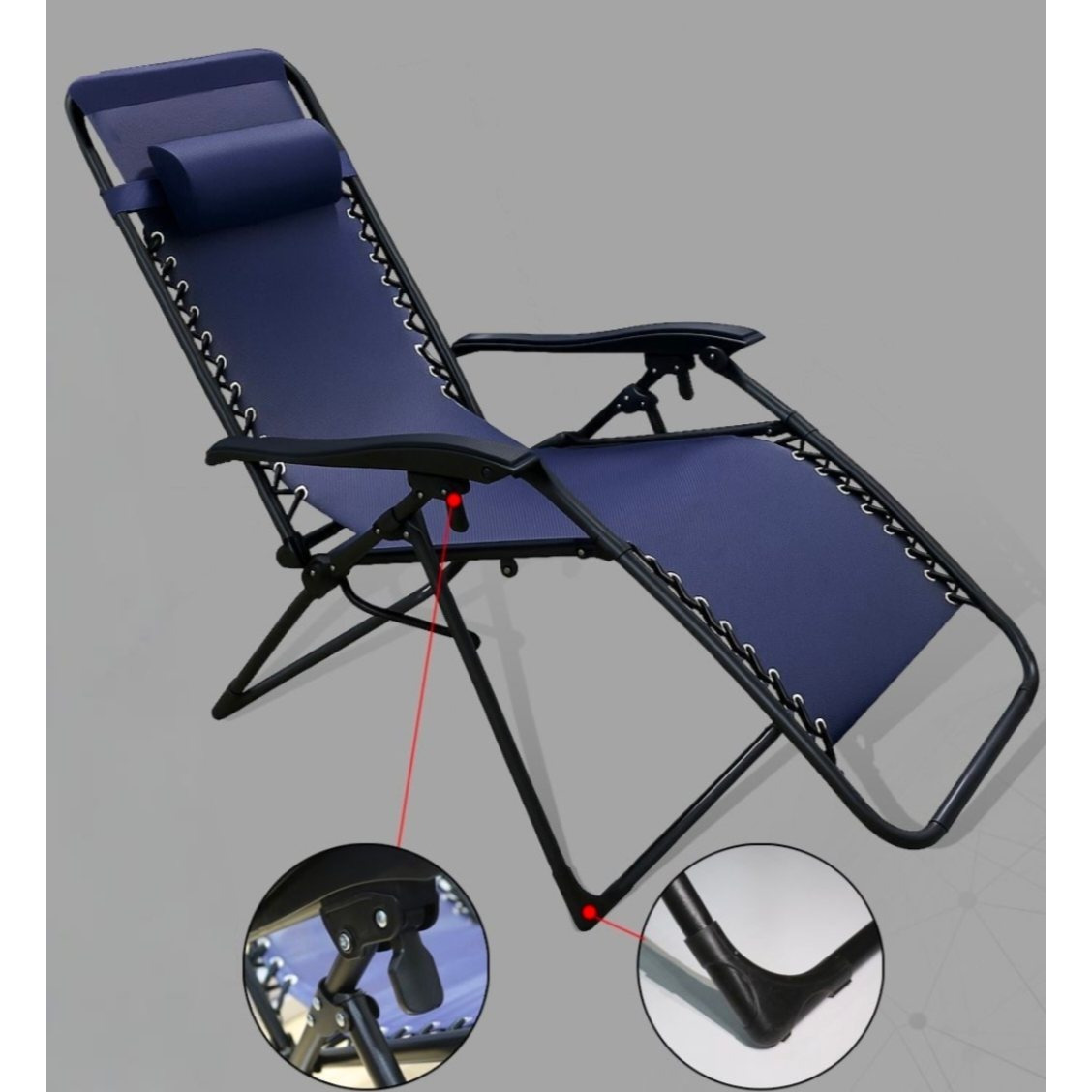 imagen del artículo tumbonas plegables,tumbonas jardin exterior silla de playa con reposacabezas,silla de playa ajustable para jardín, ,piscina, ,carga de 120 kg negro/ /   