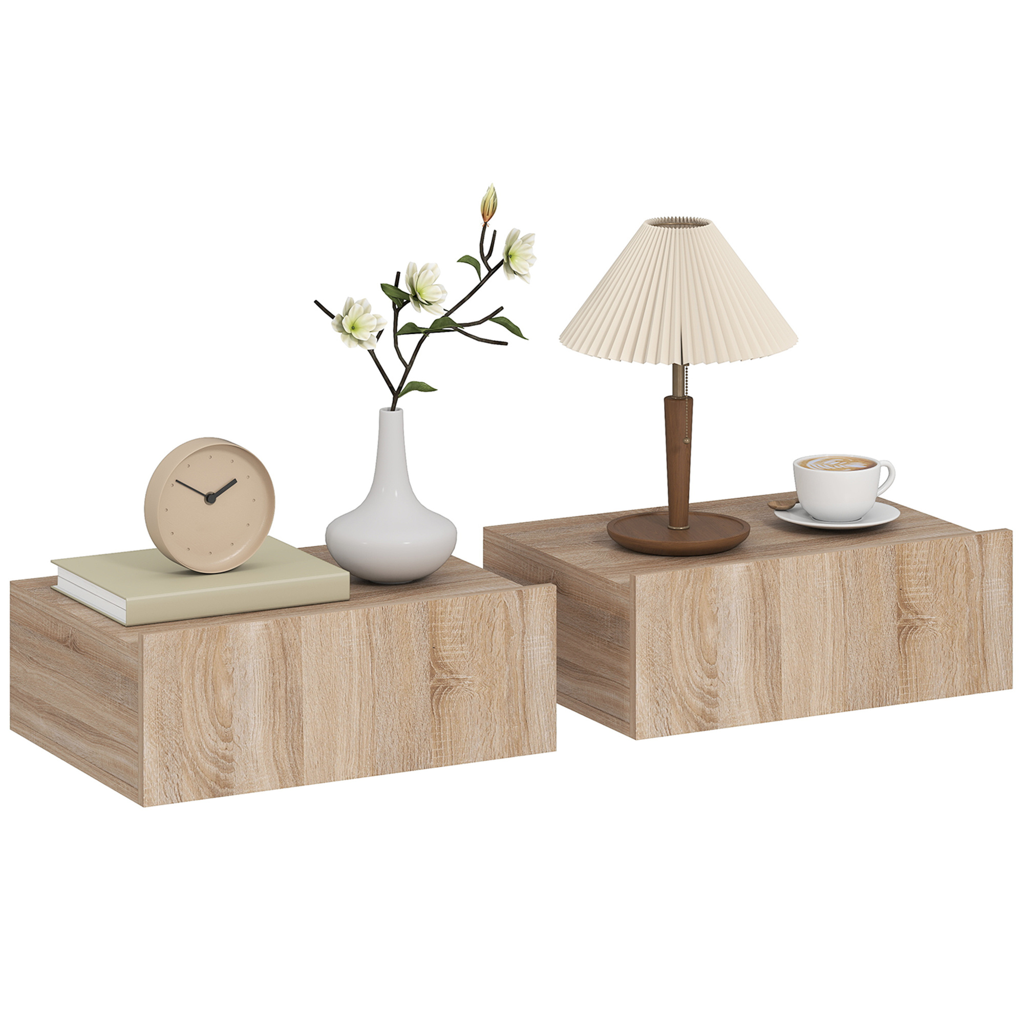 TEMU Set de 2 de Noche de Pared, Mesitas de Noche Flotantes con 1 Cajón, Estilo Moderno, Mesas Auxiliares para Dormitorio, Habitación Hogar, Diseño