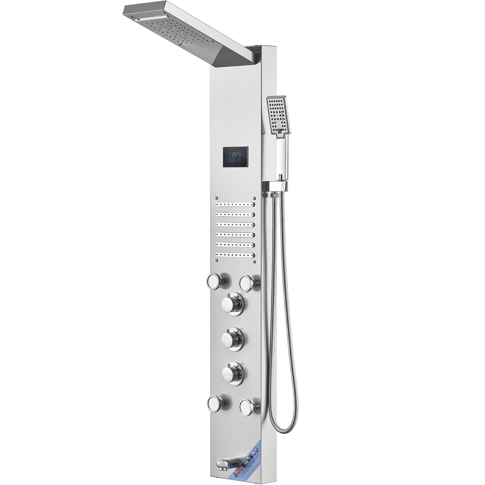 Vevor Shower Panel System, 6 Shower , Led And Screen Shower Panel Tower, Rain, , 5 , Stainless Steel Wall-mounted Shower Set