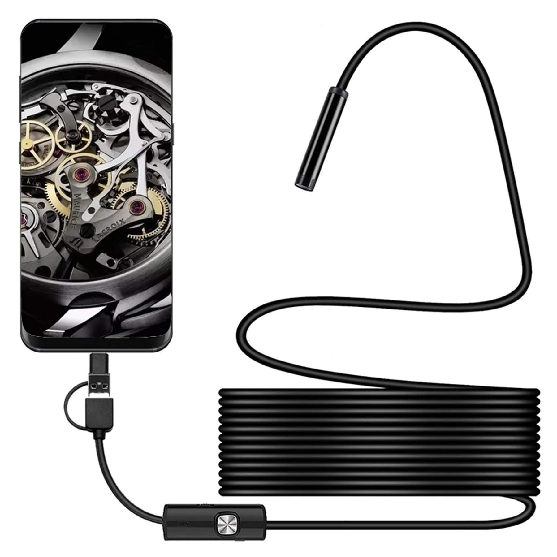 Endoscope Camera With 6 Led, Micro-usb & Type-c, Flexible Cable For Visual Inspection, Waterproof Hd Pipe Camera, Semi-rigid Cable