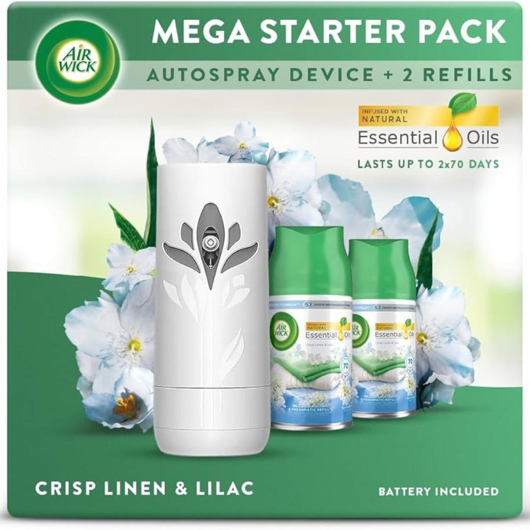 TEMU Air Wick Cool Linen Starter Kit 1 Device + 2 Refills Natural Essential Oils