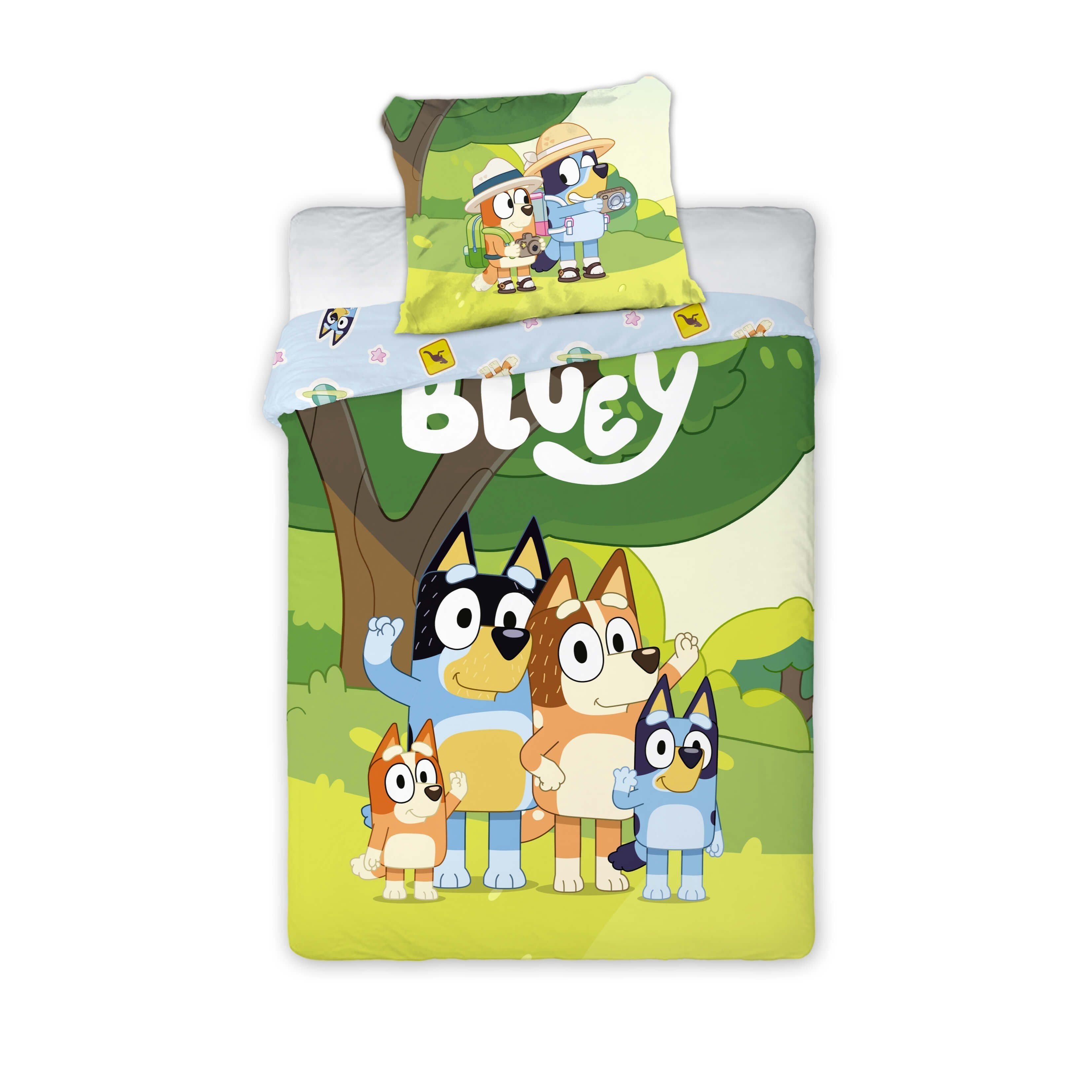 Image of Reversible Bedding Set " Green" Duvet Cover 135x200cm Pillowcase 80x80cm German Size Single Bed 100% ' Bedding For Boys And Girls 's Chilli