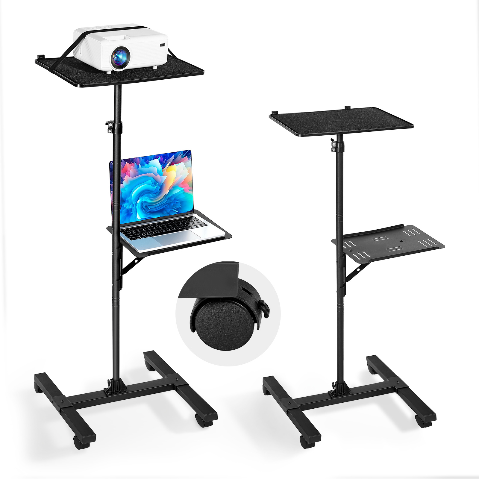 TEMU Vevor Projector Stand, 2 Shelves Laptop Floor Stand, Projector Stands Table With Adjustable Height 860 To 1360mm, I-beam Frame Projectors Stands