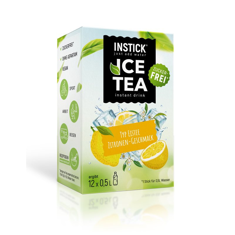 Instick Iced Tea Lemon (black Tea Extract) - Low-calorie Drink Powder - Instant Powder - Sugar-free - For 12 X 0.5 L