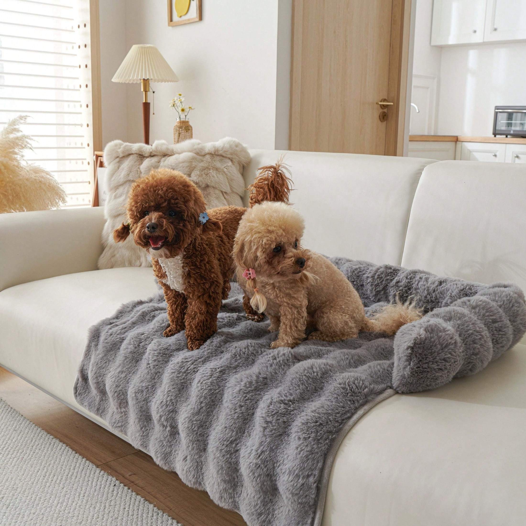Image of Lager Soft Sofa Pet Mat Nest With Raised Anti-slip Edges, Machine Washable And Easy To Clean, Multiple Colors, Dark Gray, 75x75cm, Indoor Cat And Dog Mat For