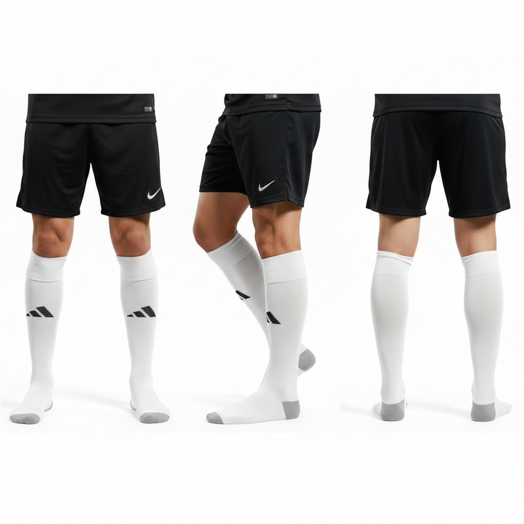 High-knee Football Socks, Ventilated, Moisture-absorbing, Sports, White, For Playing Soccer.