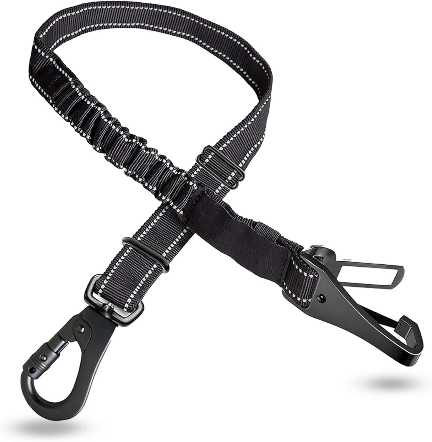 Dog Seatbelts for Cars, Adjustable with Anti Shock Bungee Buffer, and Solid Carabiner Clip, Best for Safety Belt Buckle ISOFIX and LATCH