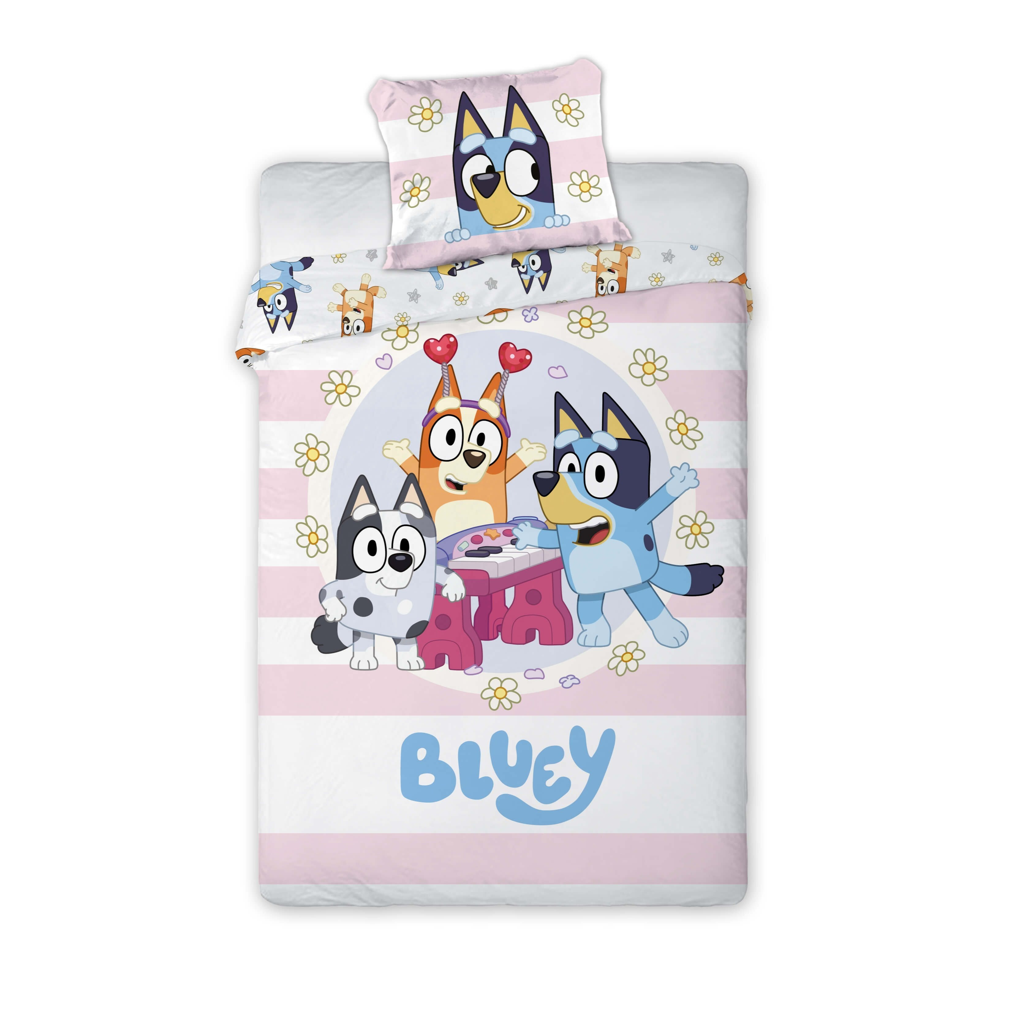 "party-time" Reversible Bedding Set - Duvet Cover 135x200 Cm, Pillowcase 80x80 Cm, German Size Single Bed, 100% Cotton, Kids Bedding, Girls' Bedding, Sister Bingo, Cousin Muffin