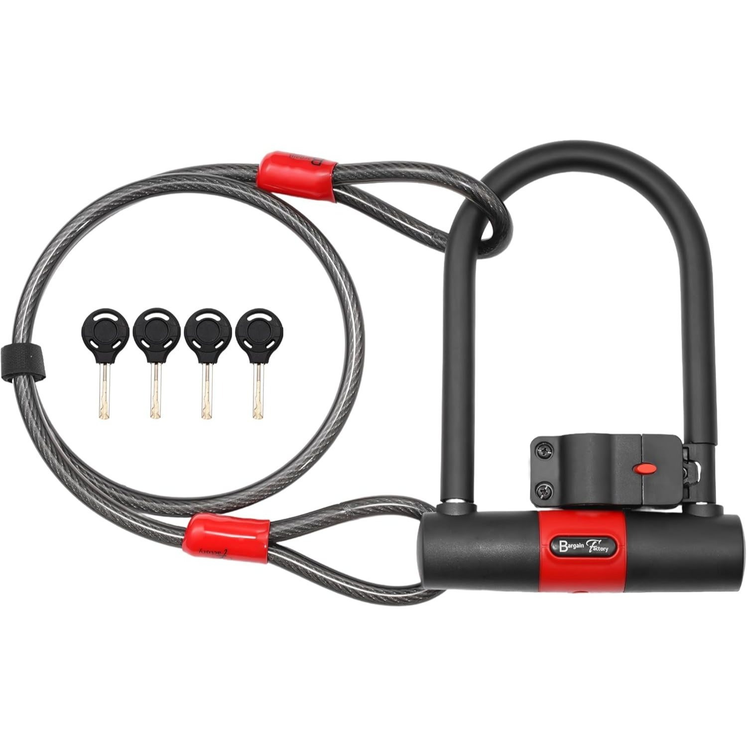TEMU Heavy Duty U-lock For Bikes, E-bikes, Scooters - 18mm Thick Steel Security, Anti-theft Protection, High- Area Defense, Includes 4 Keys
