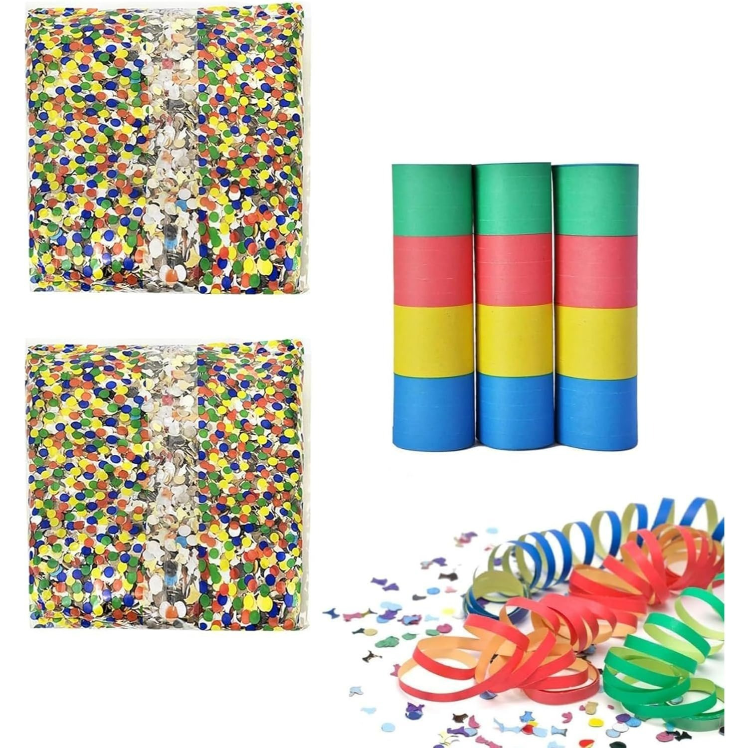 TEMU For Carnival 3 Rolls Of Paper Star Streamers + 2 Bags Of Colored Confetti 200gr Kit For Carnival Parties And Colorful Events