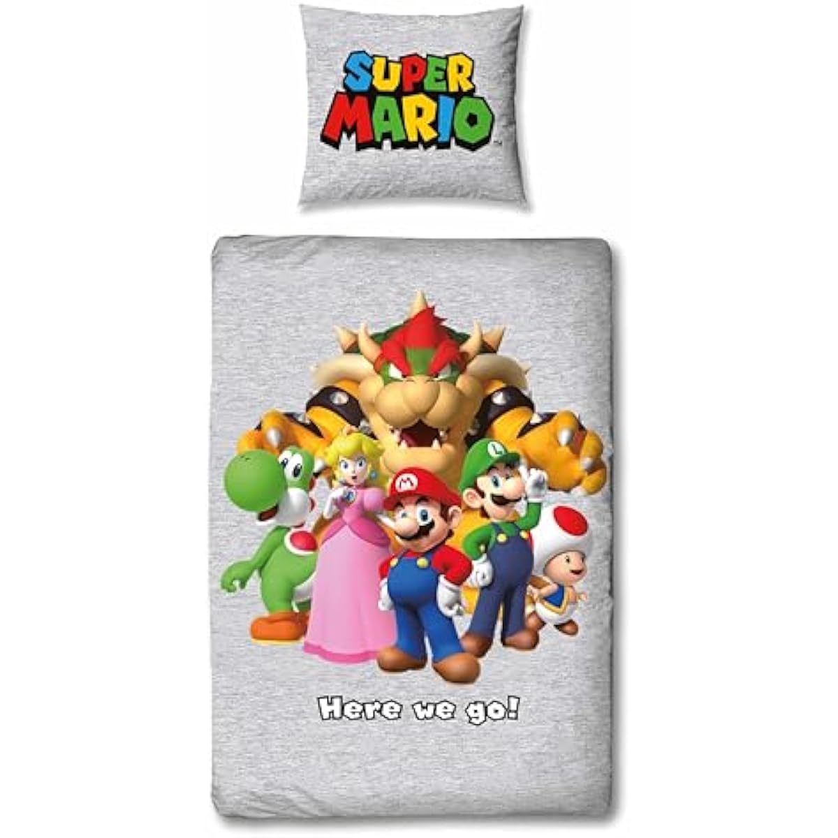 Super And His , Children's Bedding Set, Single Bed, Reversible Duvet Cover 140x200 Cm With Pillowcase 63x63 Cm, Collection, Pattern
