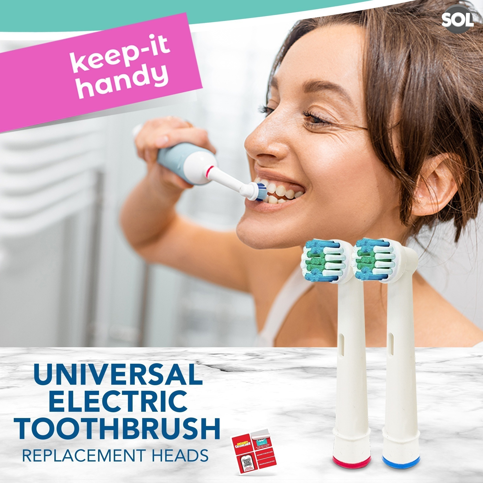 2 Pack Universal Electric Toothbrush Replacement Heads